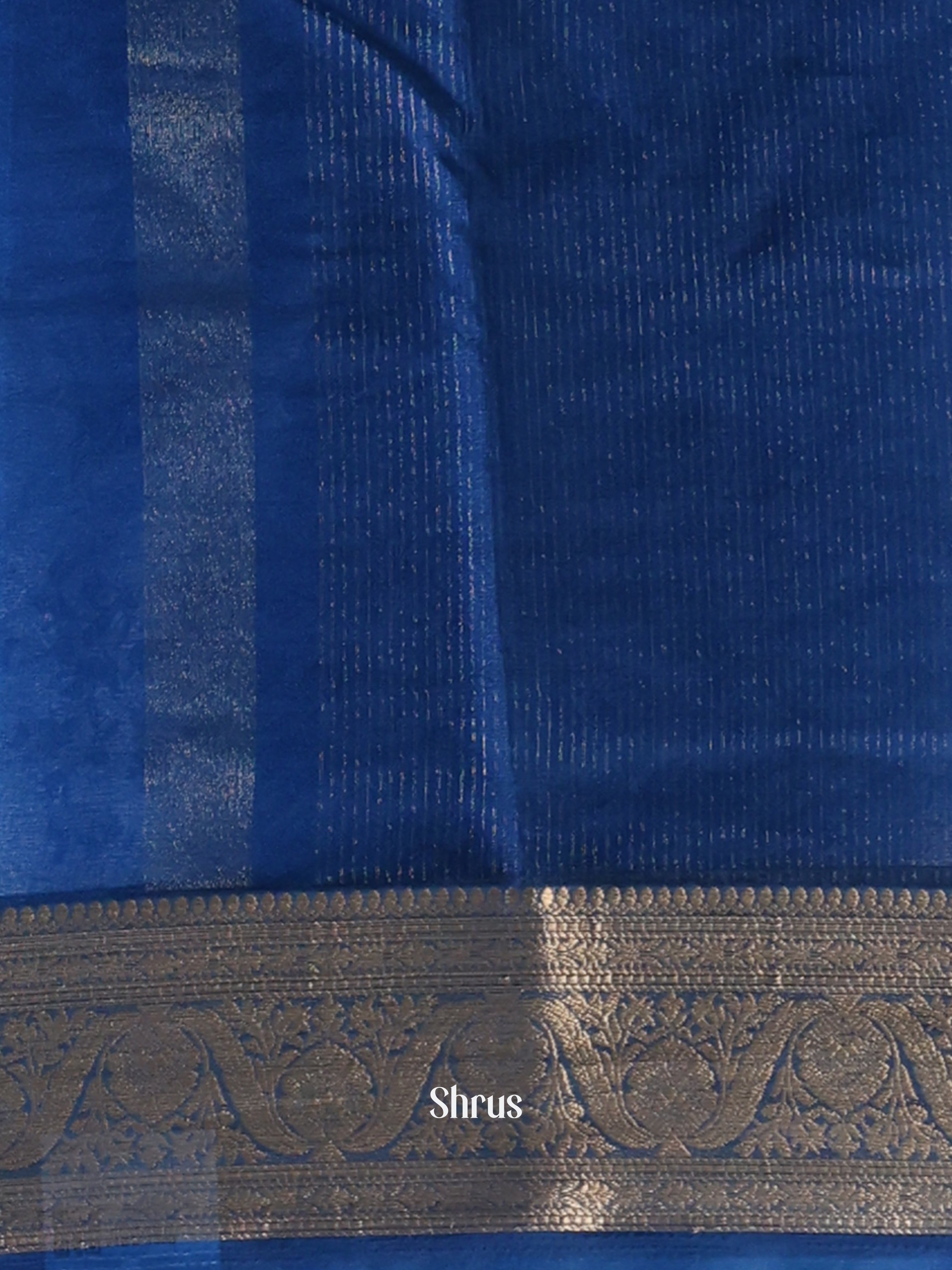 Blue - Semi Organza Saree - Shop on Shrus.com