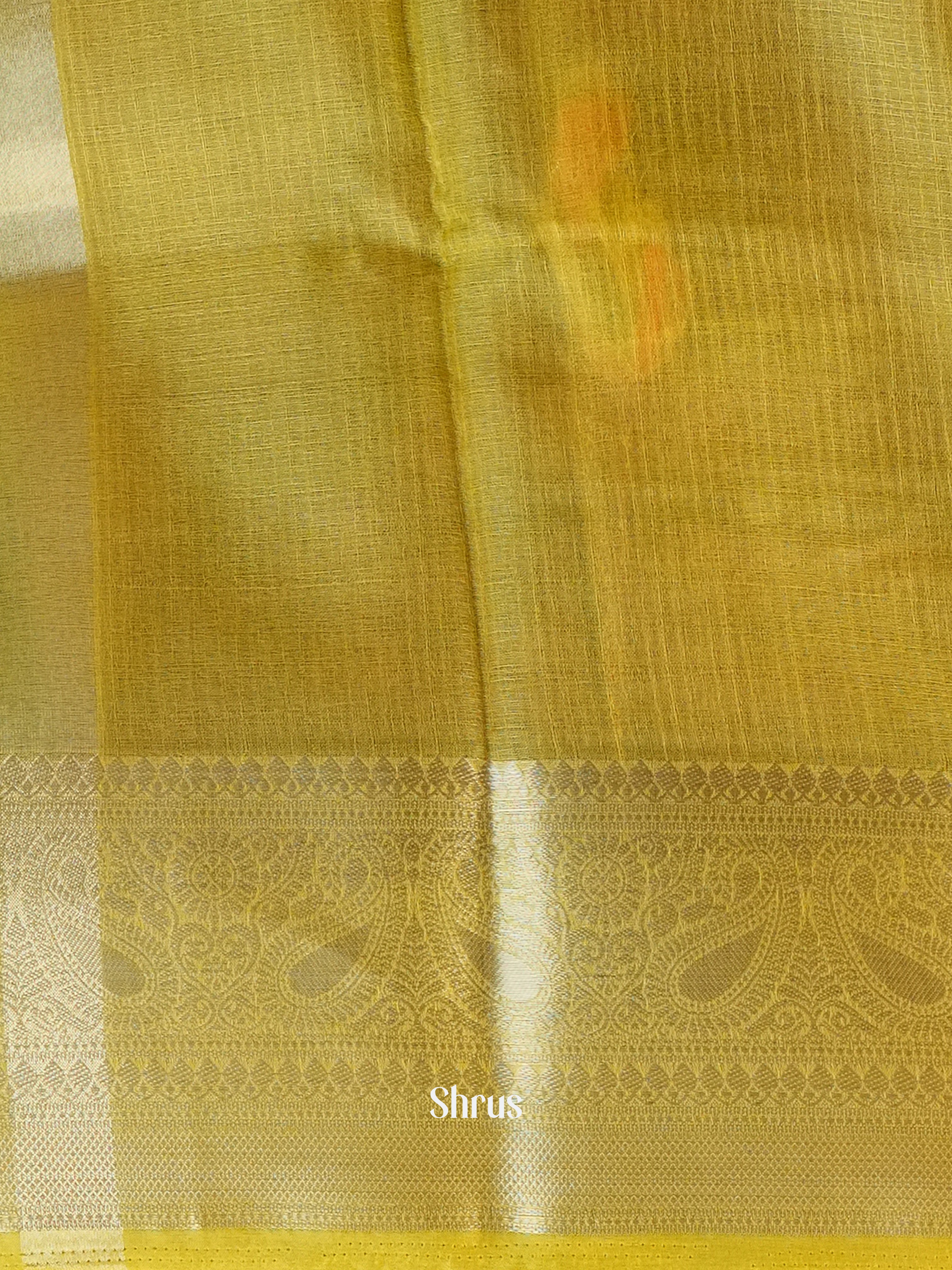 Mustardy Green - Semi Organza Saree - Shop on Shrus.com