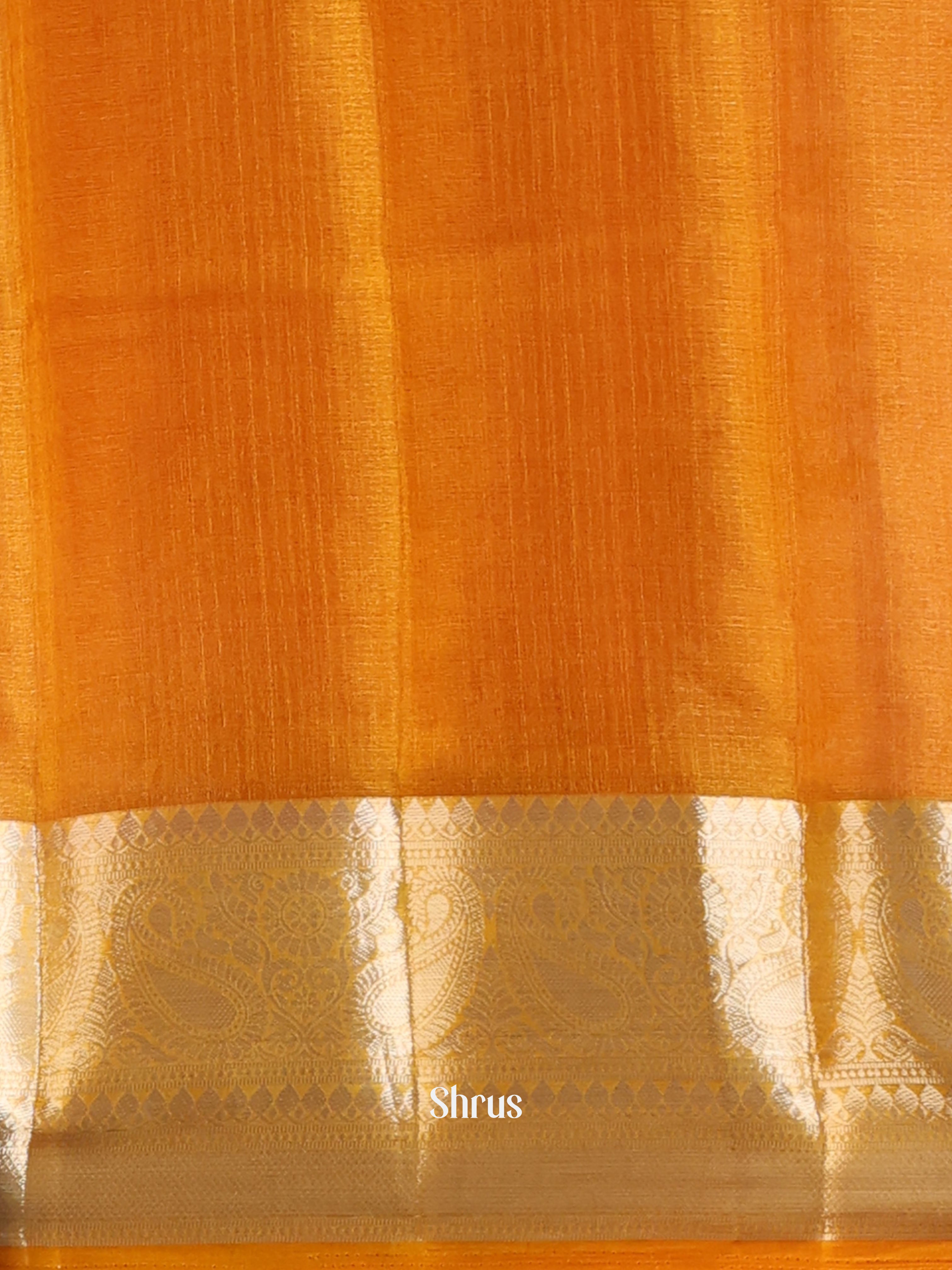 Red & Mustard - Semi Organza Saree - Shop on Shrus.com