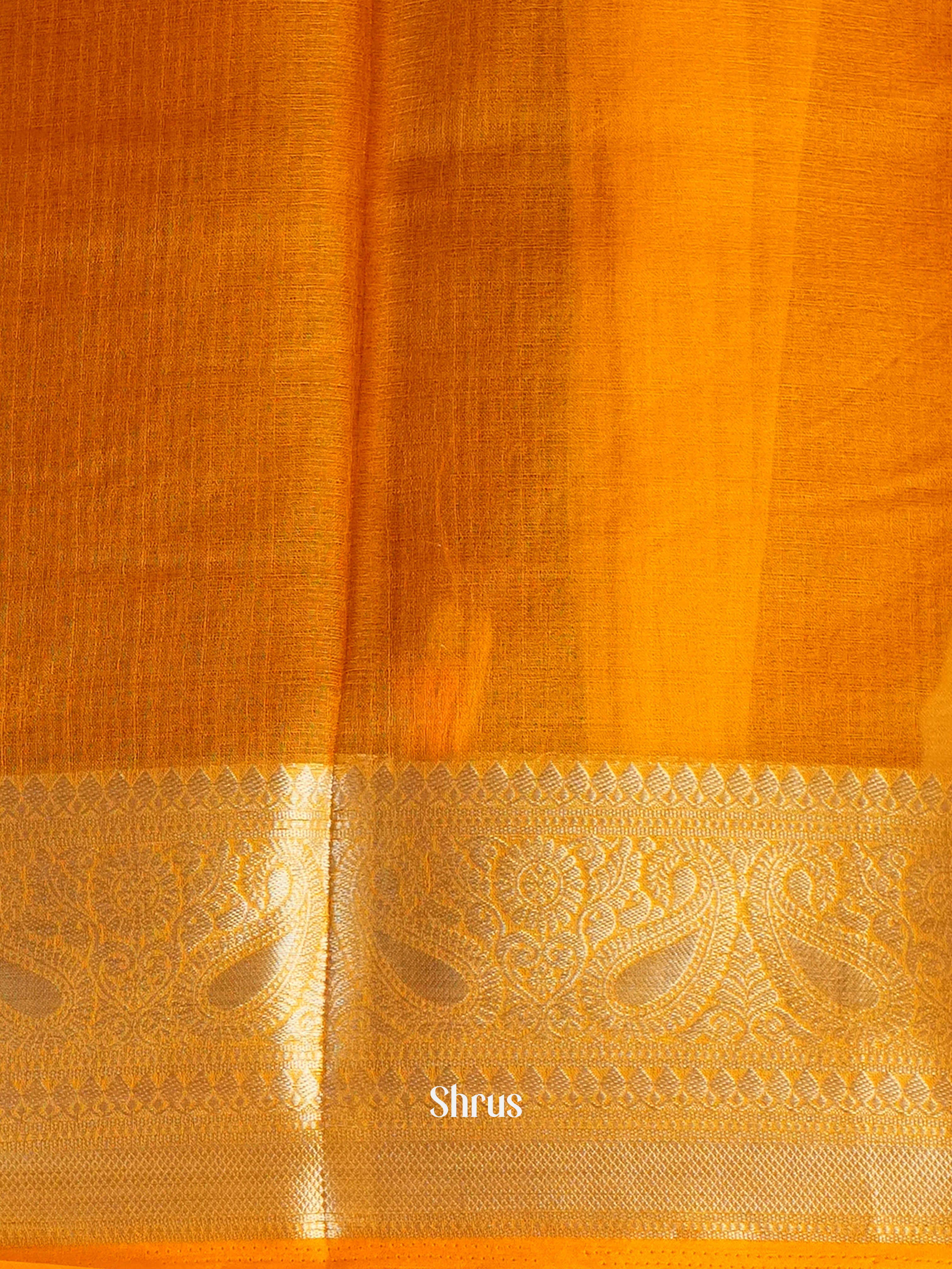 Orange - Semi Organza Saree - Shop on Shrus.com