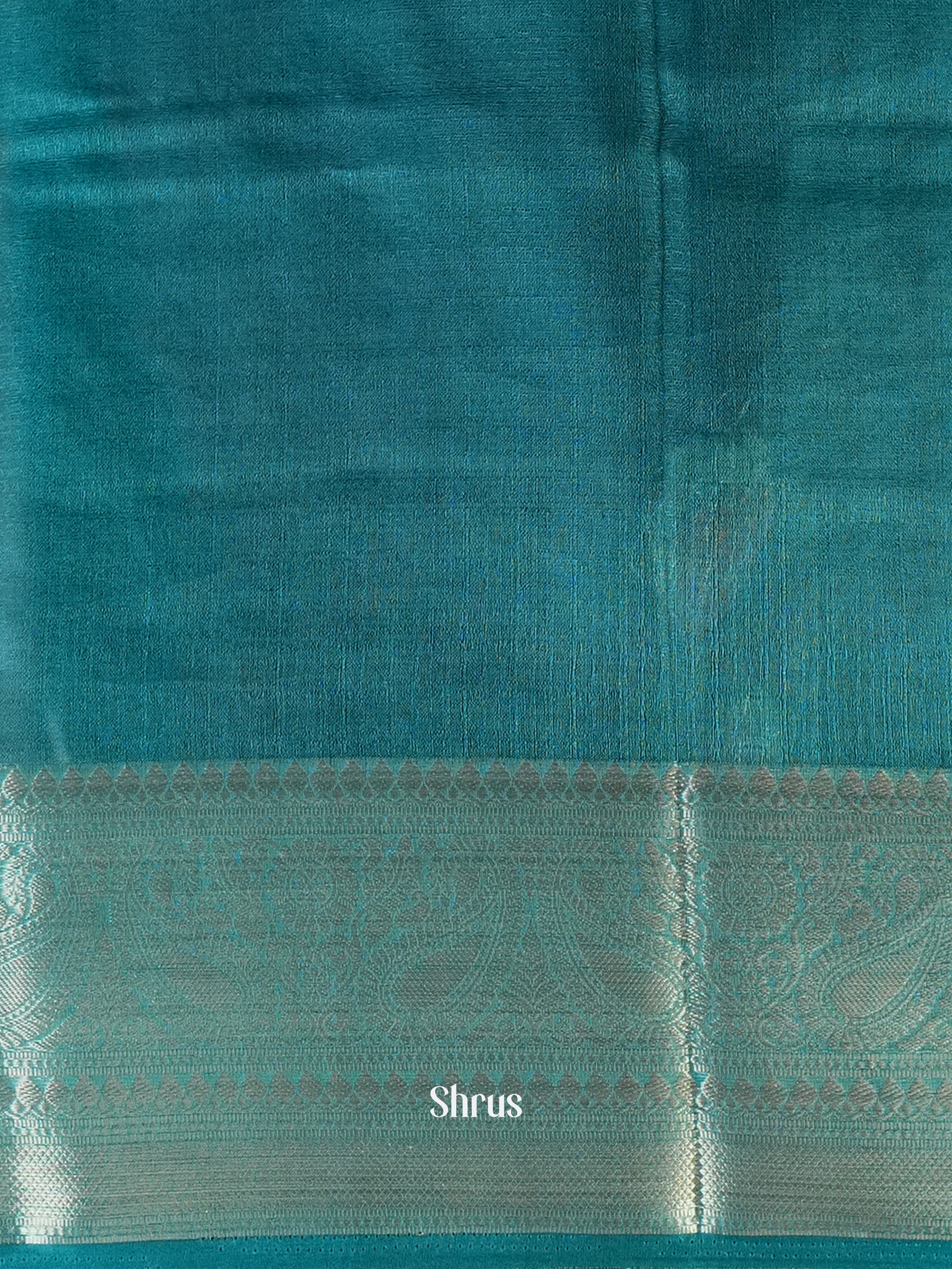 Teal - Semi Organza Saree - Shop on Shrus.com
