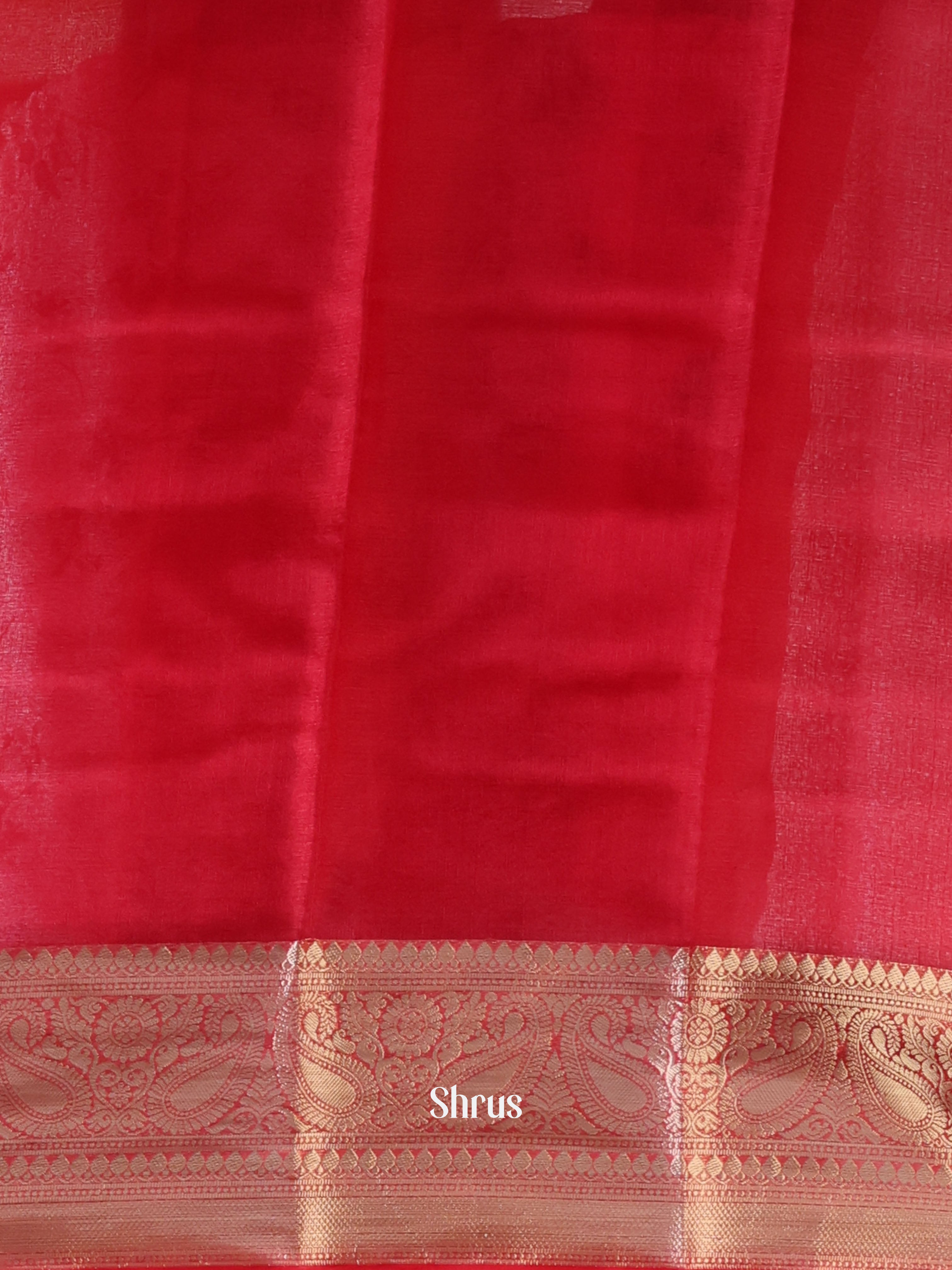 Red - Semi Organza Saree - Shop on Shrus.com