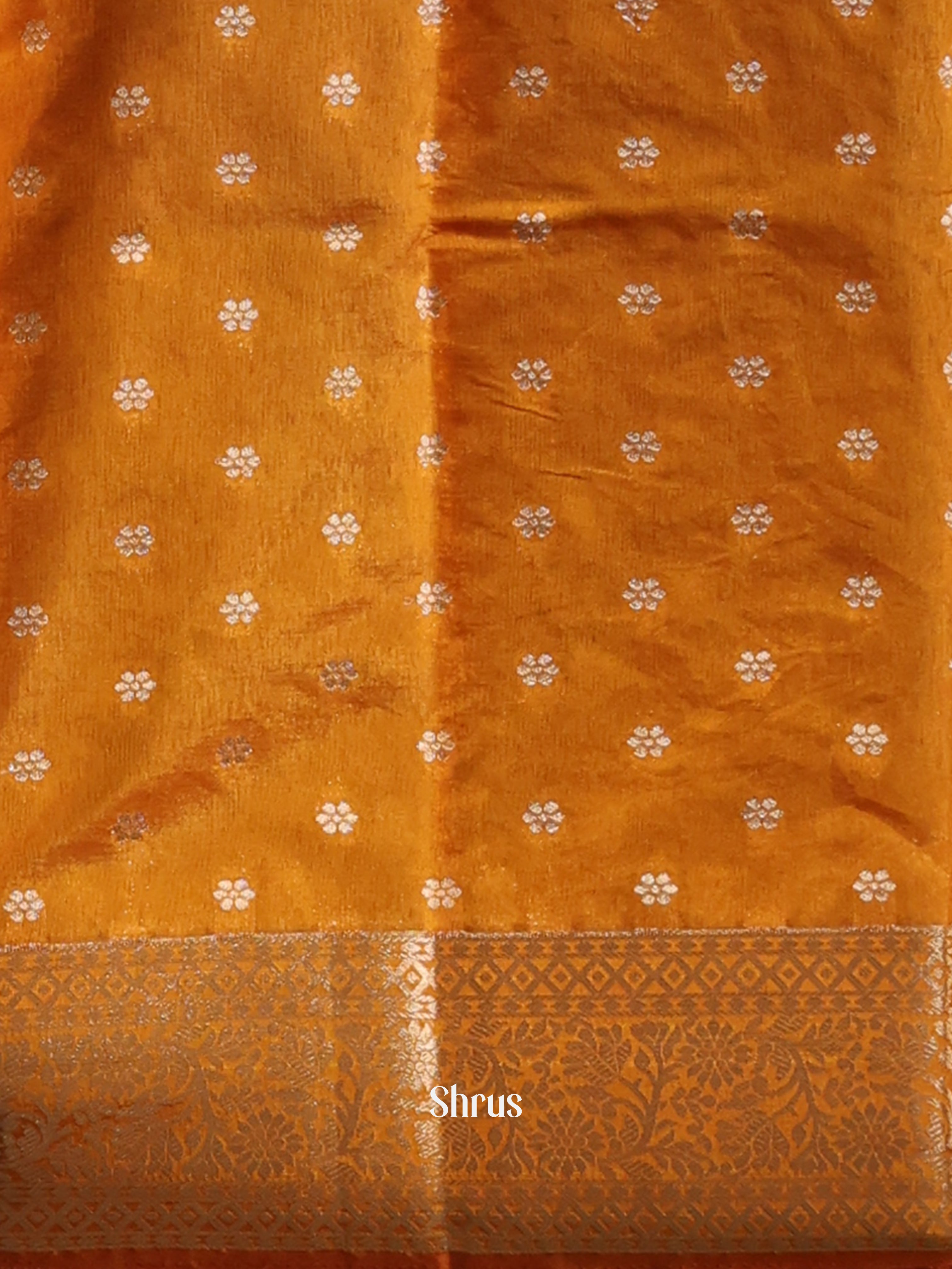 Black & Mustard- Semi Organza Saree - Shop on Shrus.com