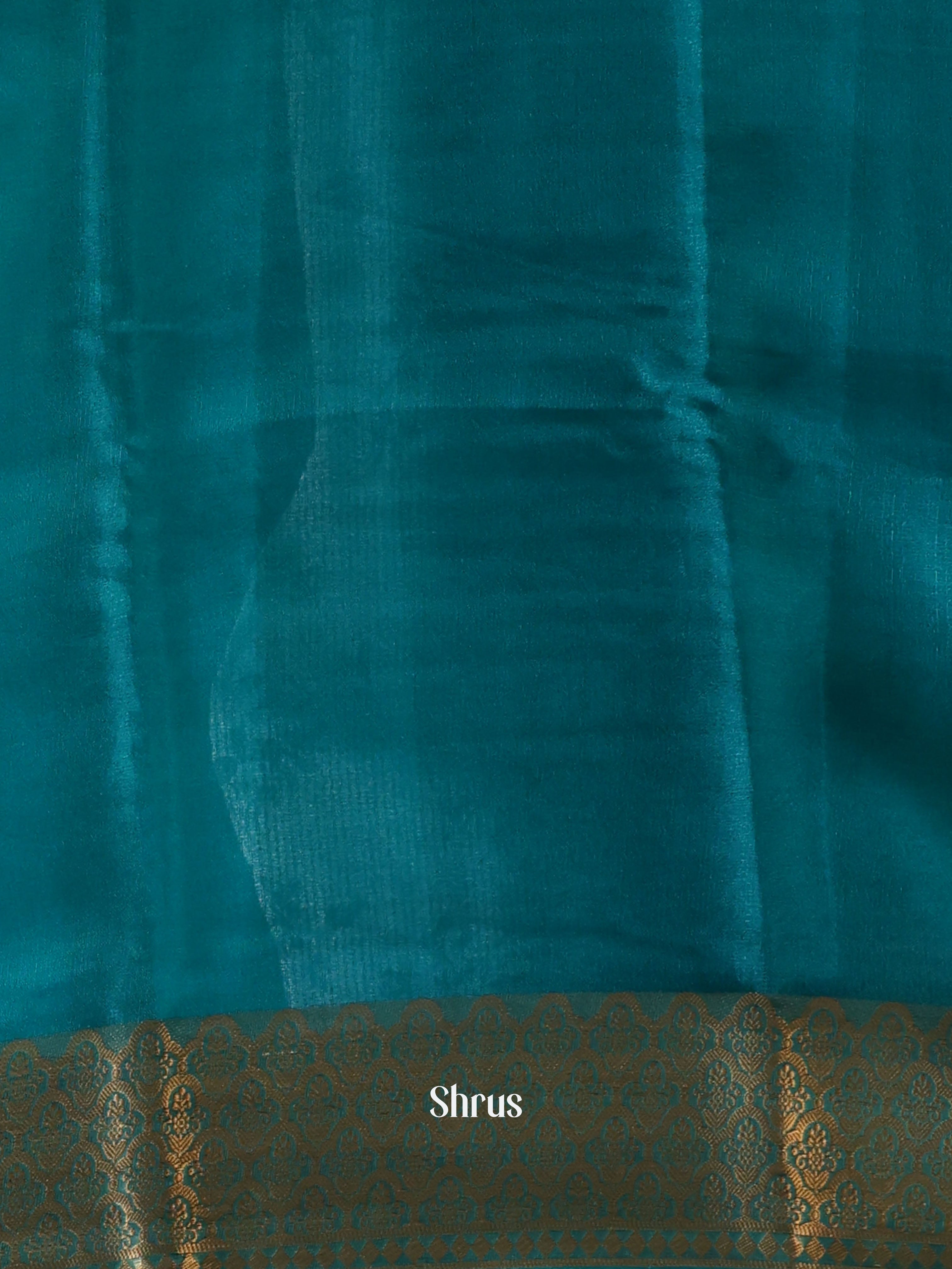 Peacock Blue - Semi Organza Saree - Shop on Shrus.com