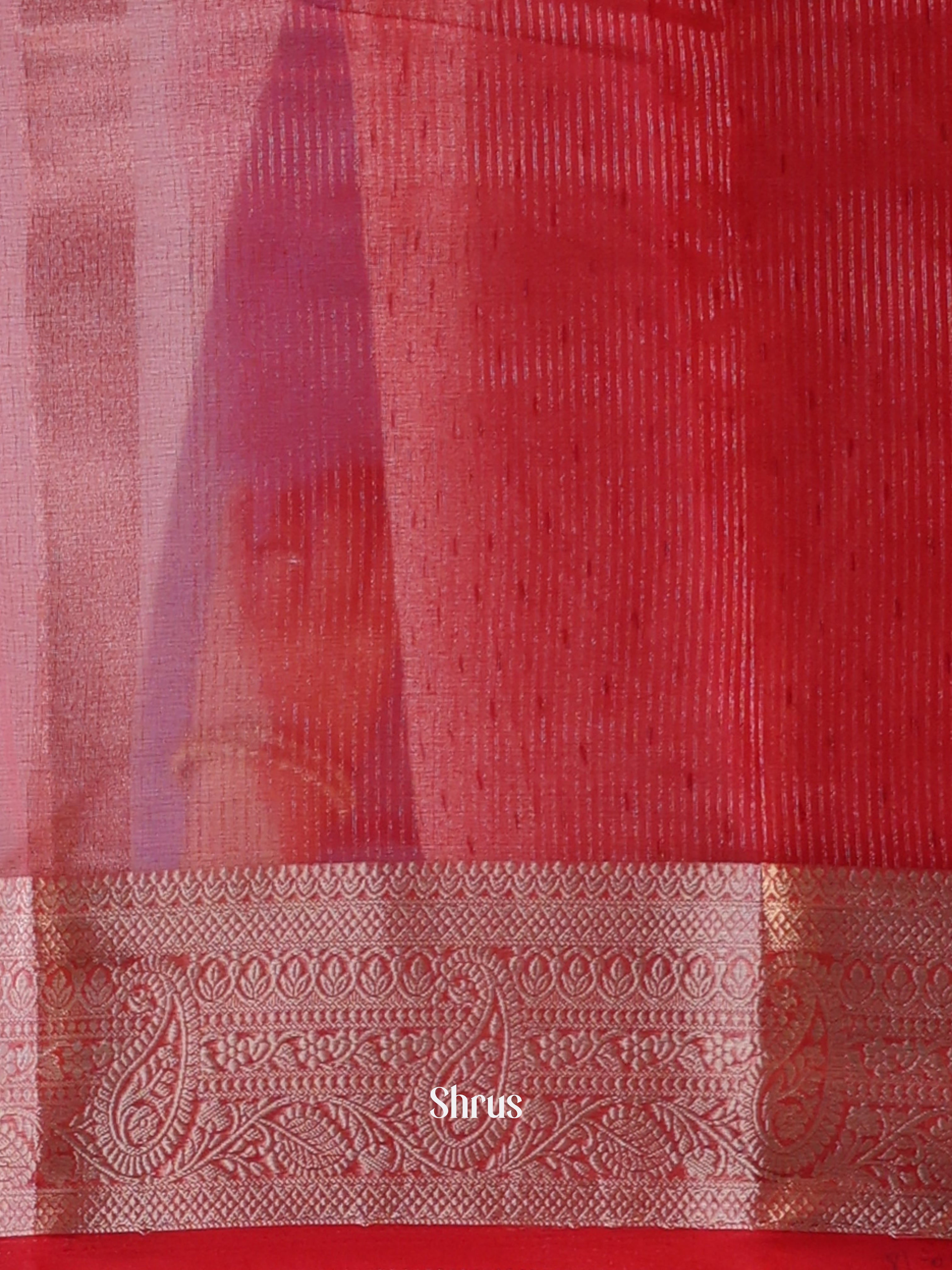 Cream & Red - Semi Organza Saree - Shop on Shrus.com