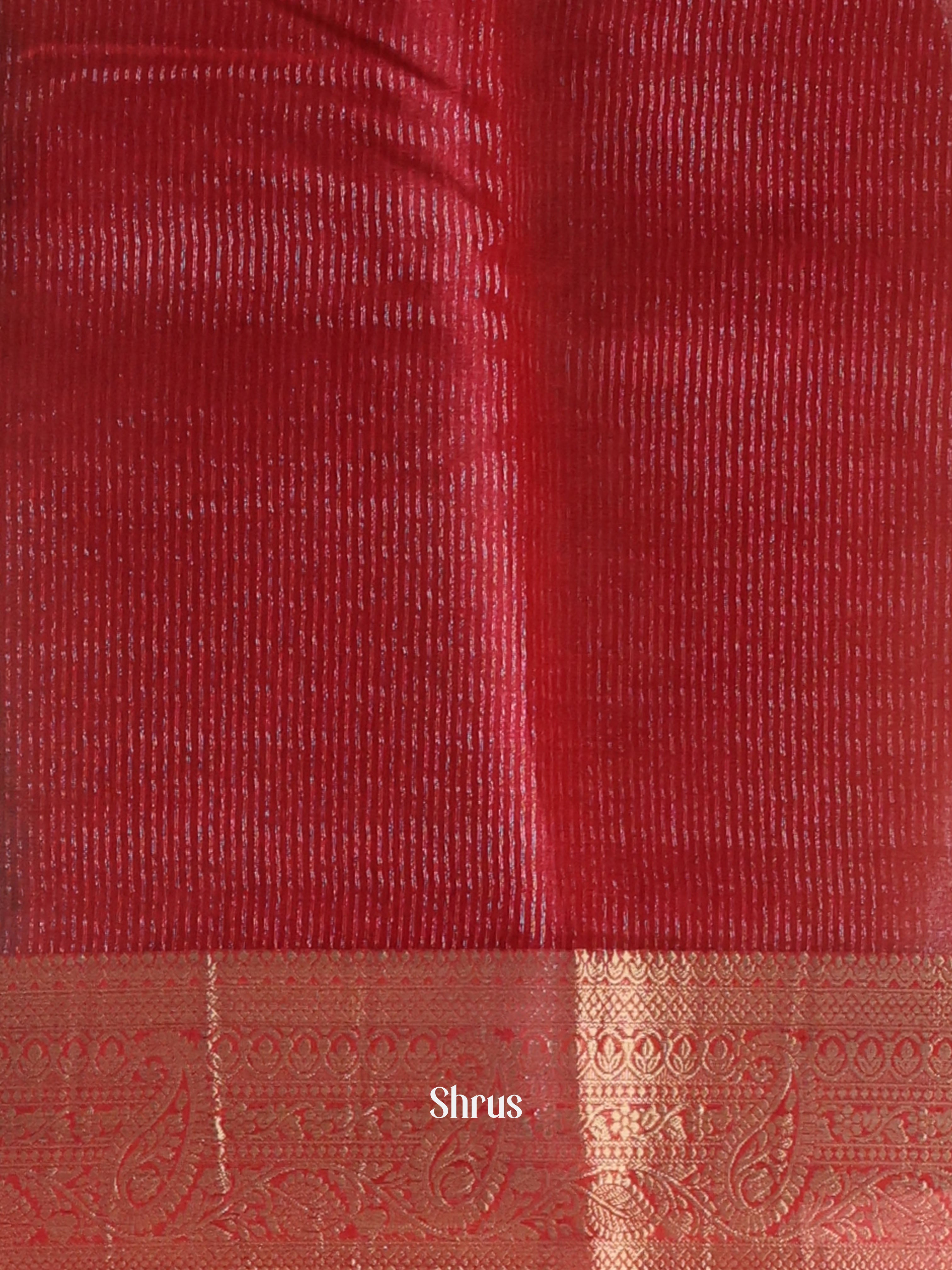 Green & Red - Semi Organza Saree - Shop on Shrus.com