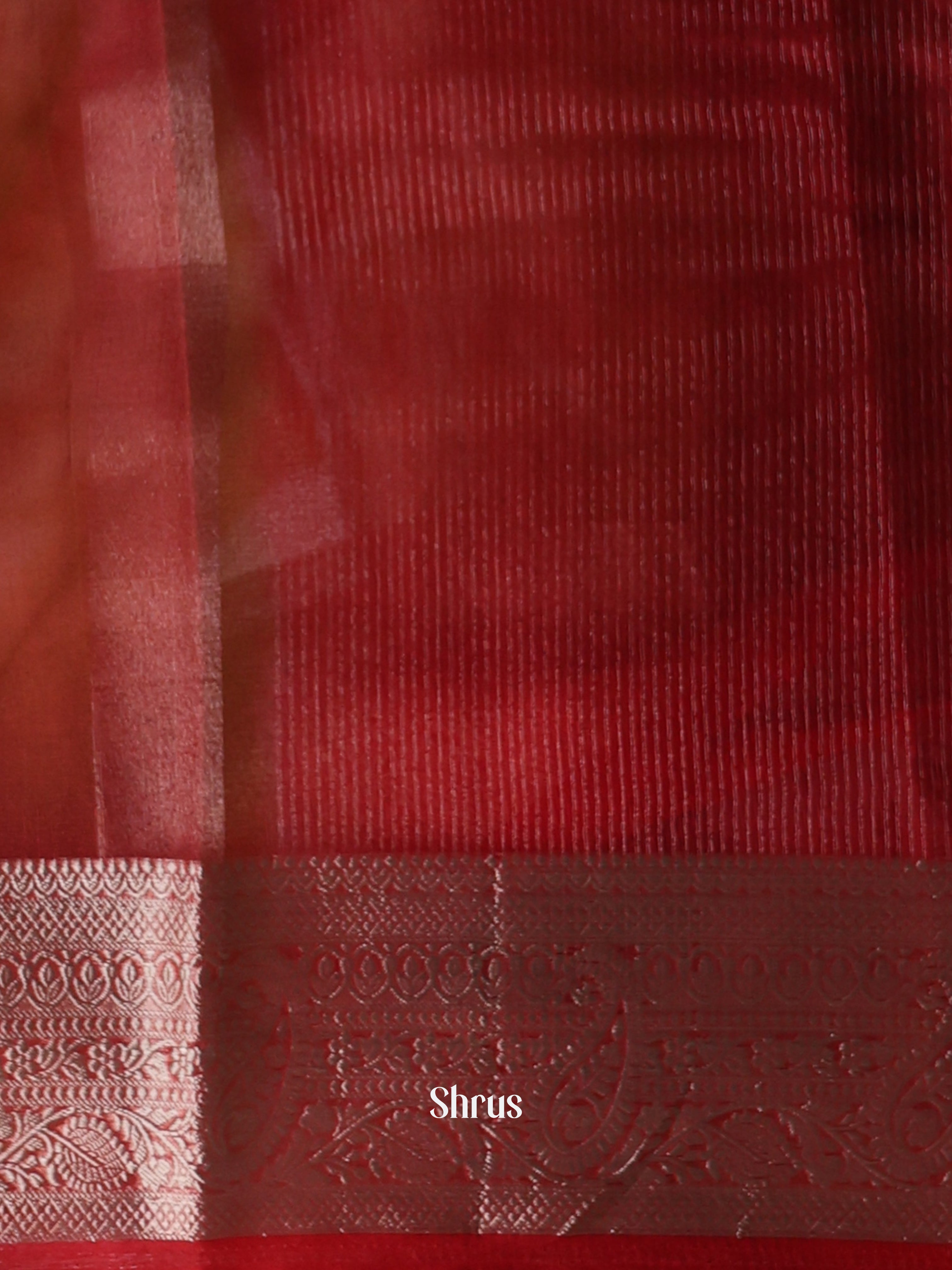 Green & Red - Semi Organza Saree - Shop on Shrus.com