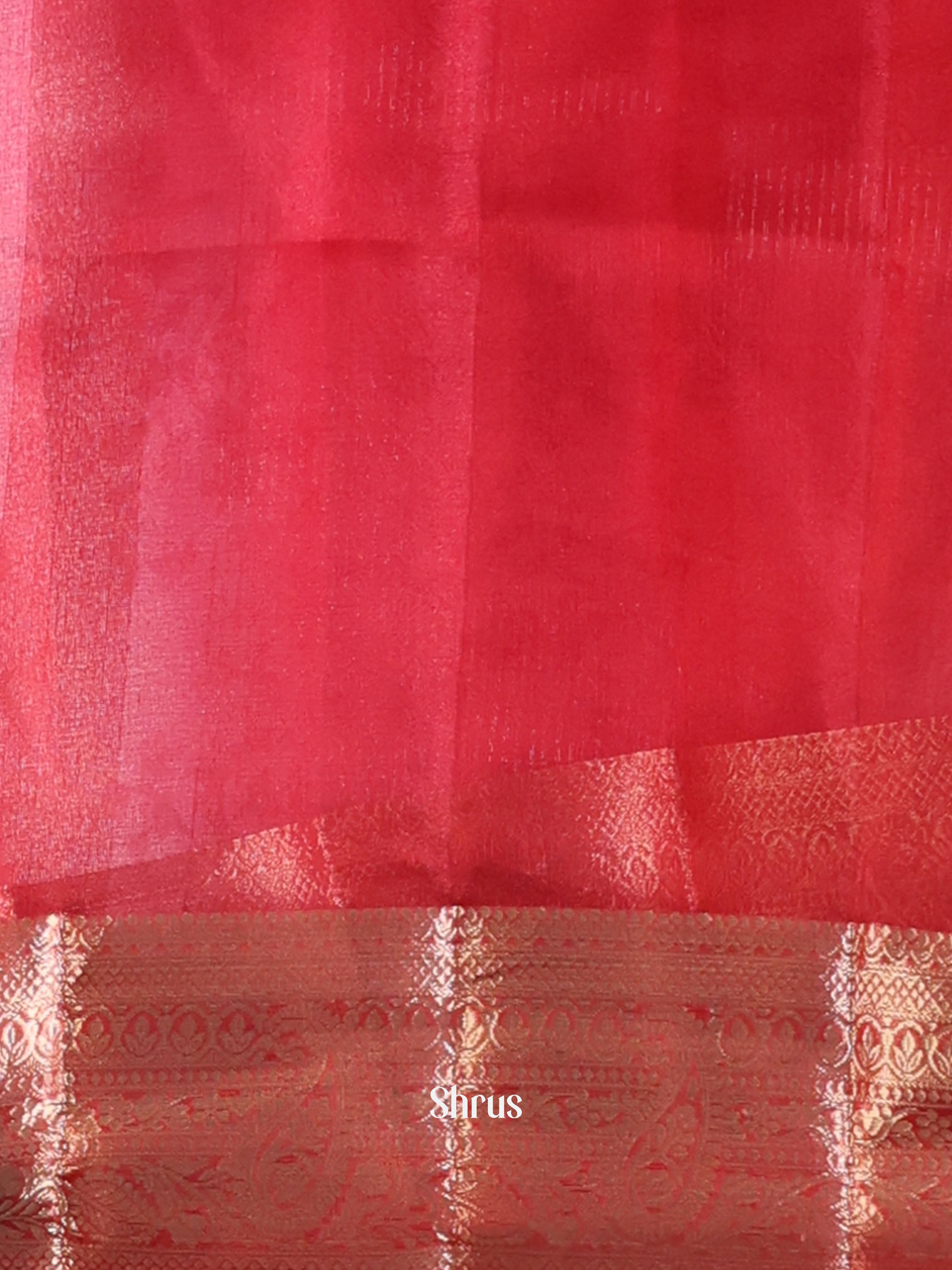 Pink & Red - Semi Organza Saree - Shop on Shrus.com