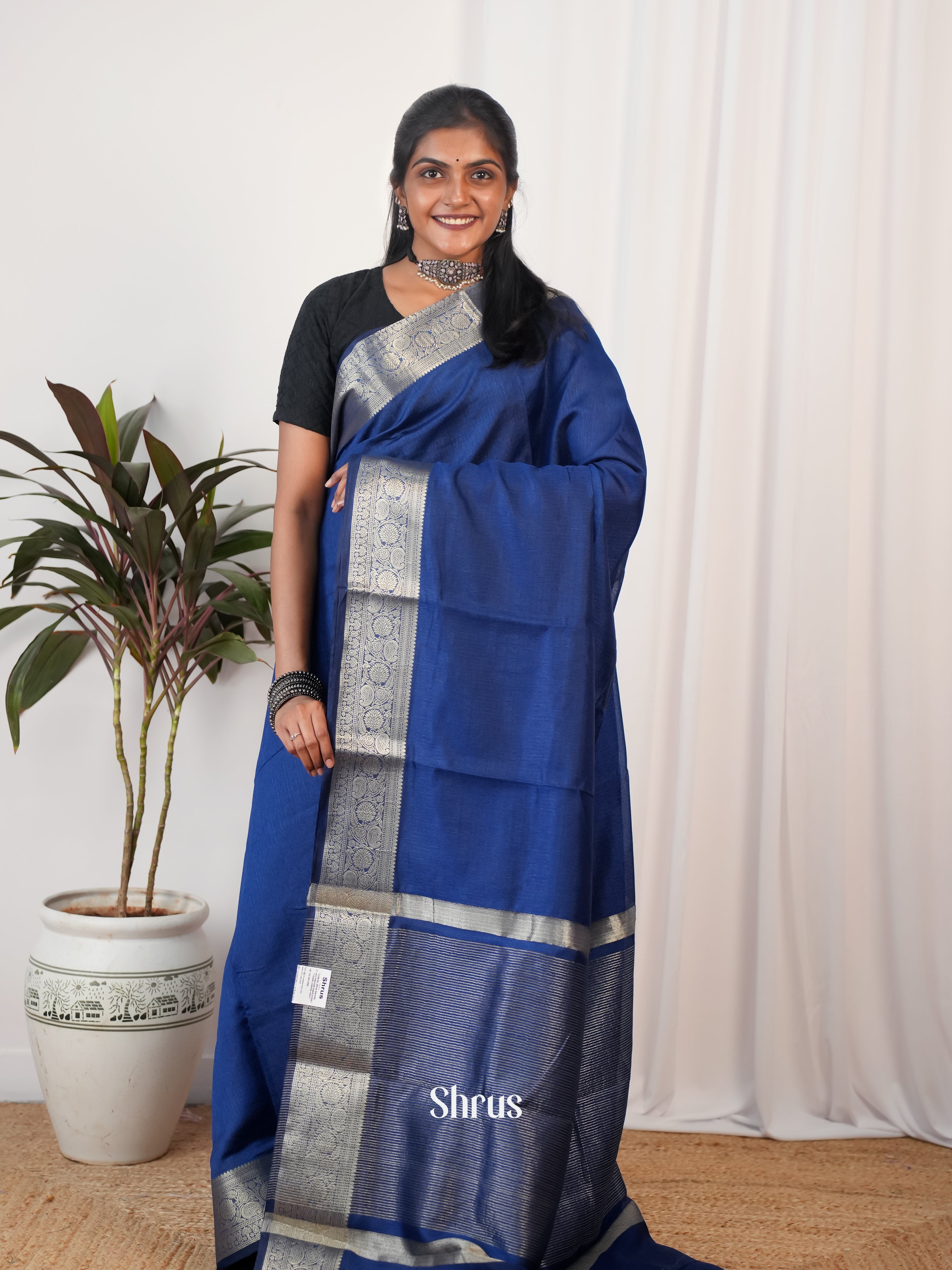 Blue - Semi Georgette Saree - Shop on Shrus.com