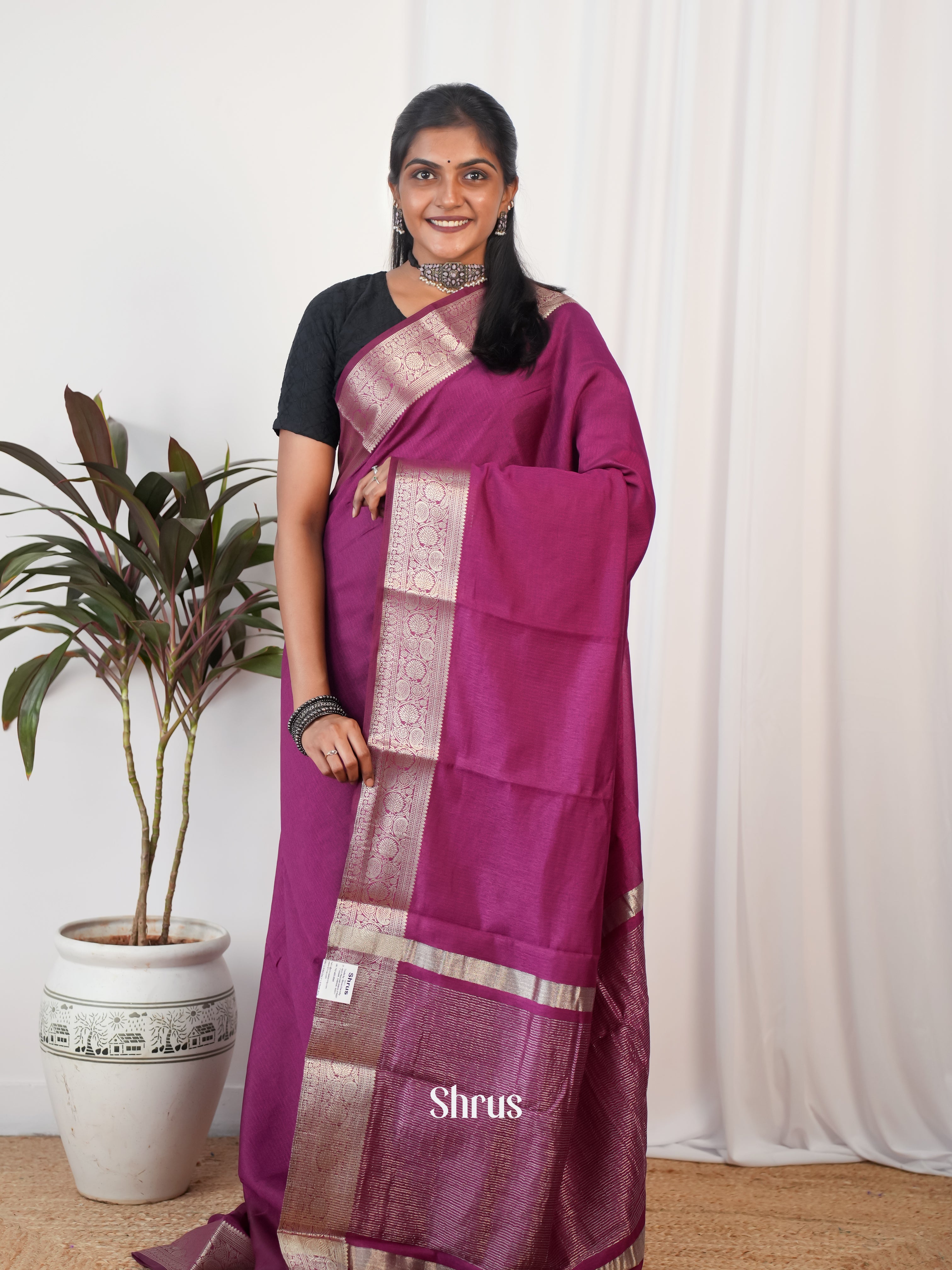 Purple - Semi Georgette Saree - Shop on Shrus.com