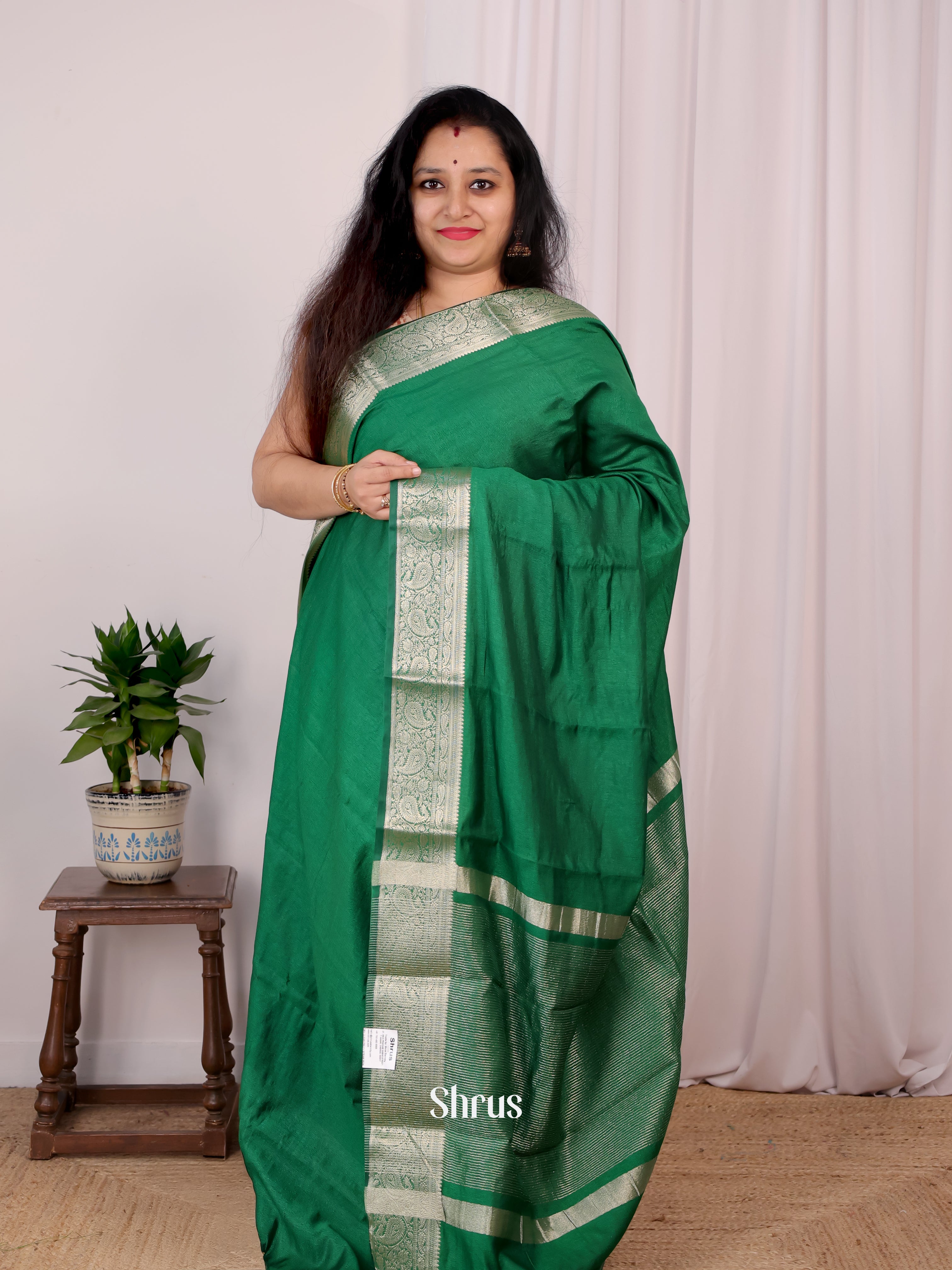 Green - Semi Georgette Saree - Shop on Shrus.com