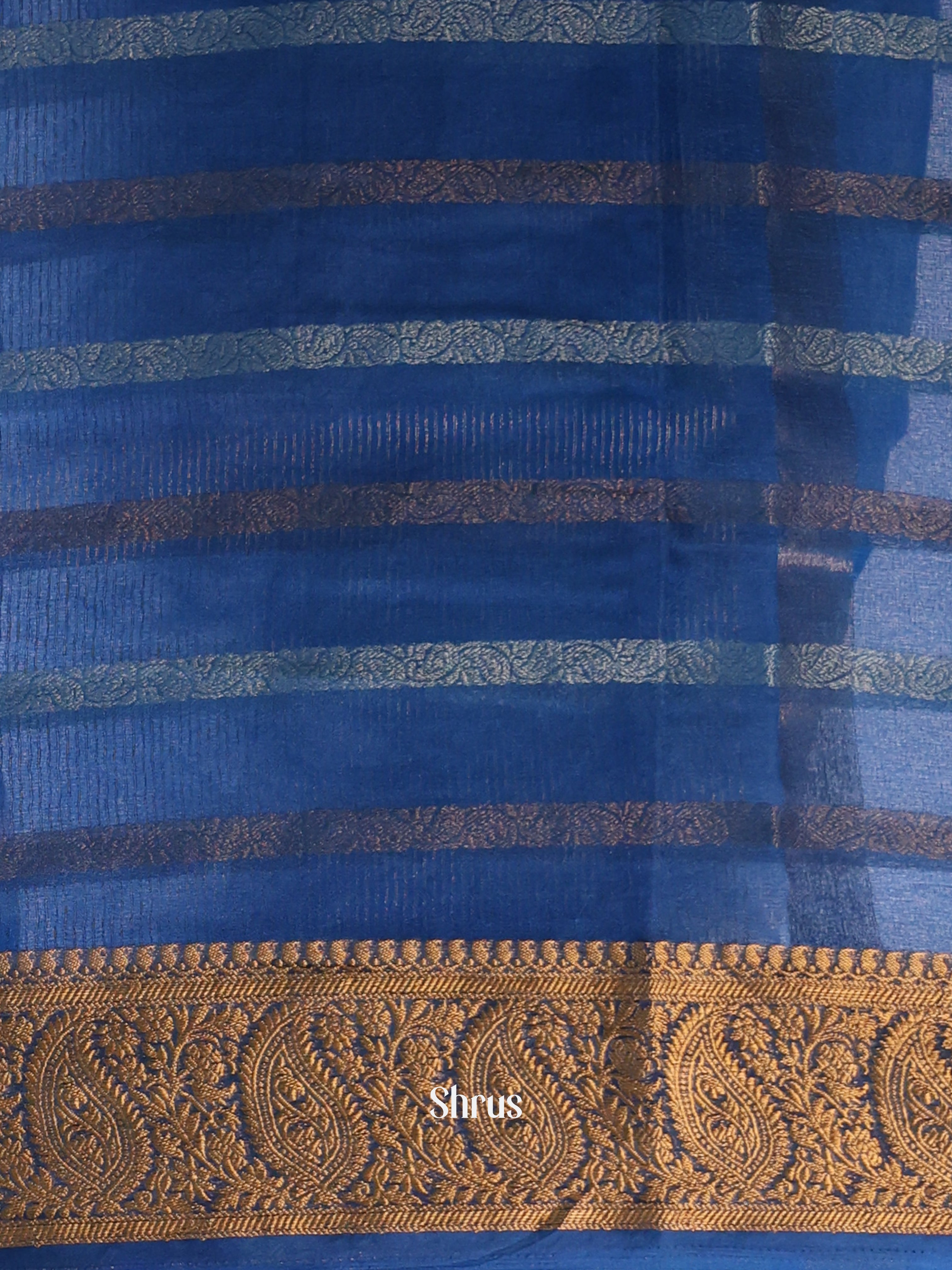 Blue - Semi Organza Saree - Shop on Shrus.com