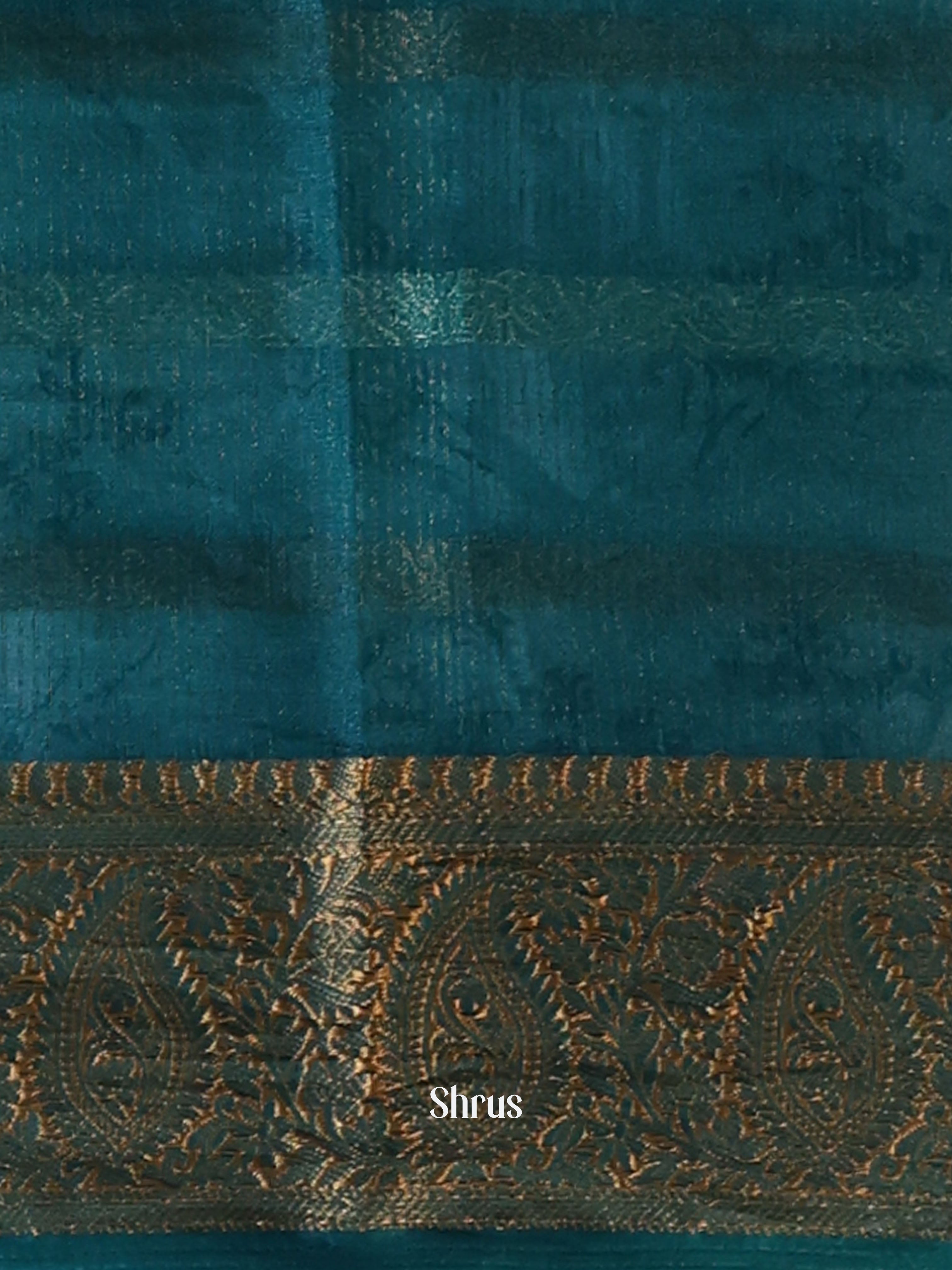 Peacock Green- Semi Organza Saree - Shop on Shrus.com