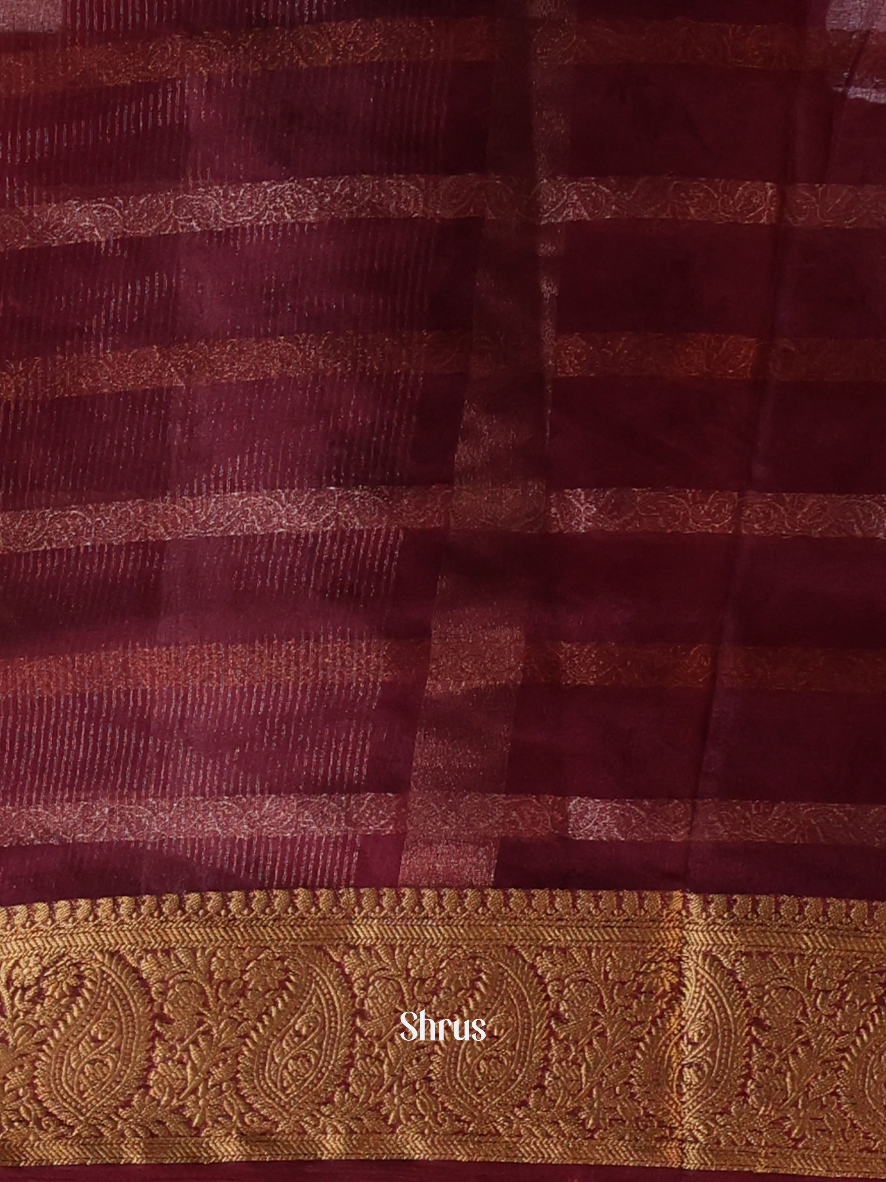 Maroon - Semi Organza Saree - Shop on Shrus.com