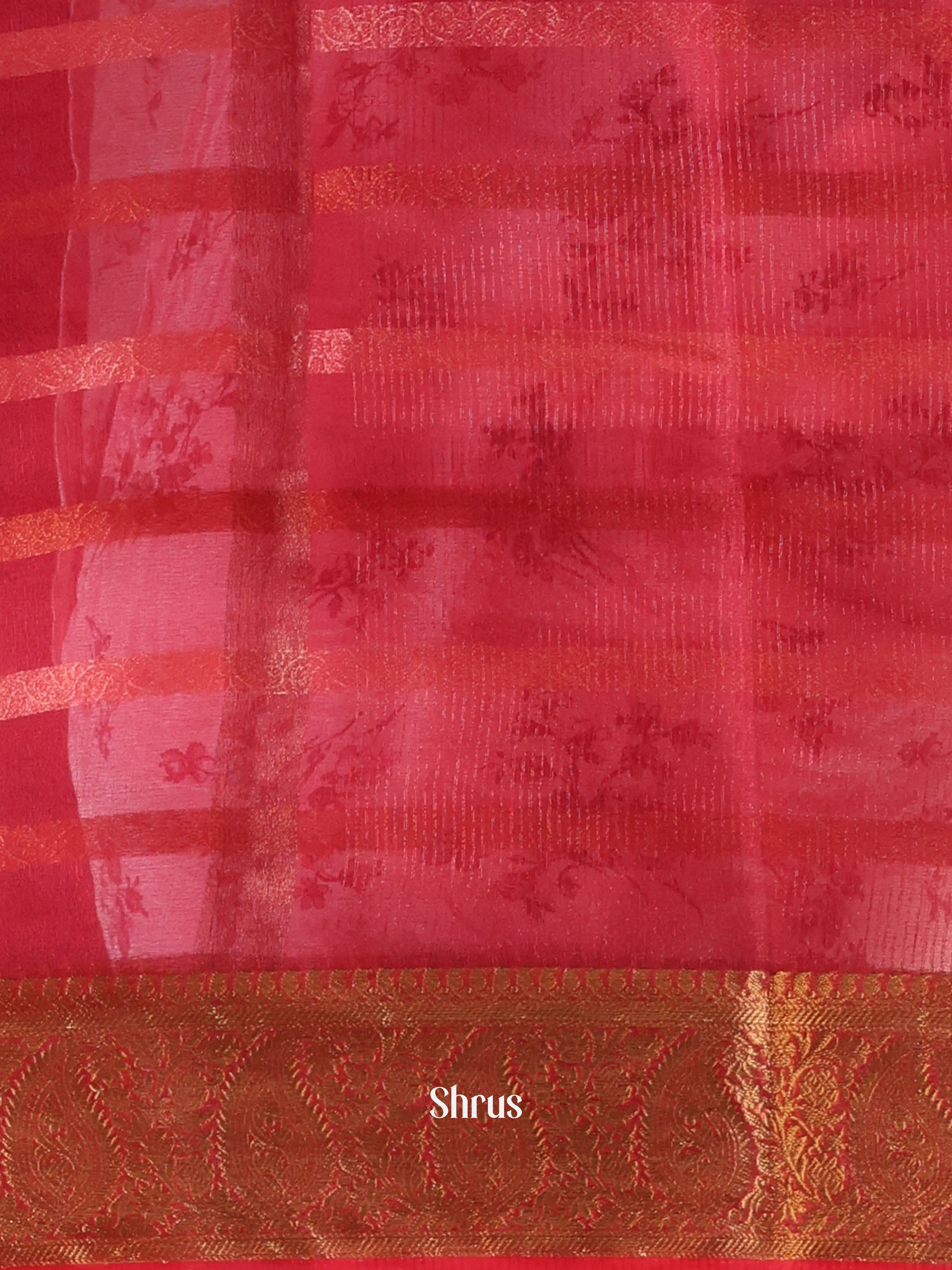 Red - Semi Organza Saree - Shop on Shrus.com