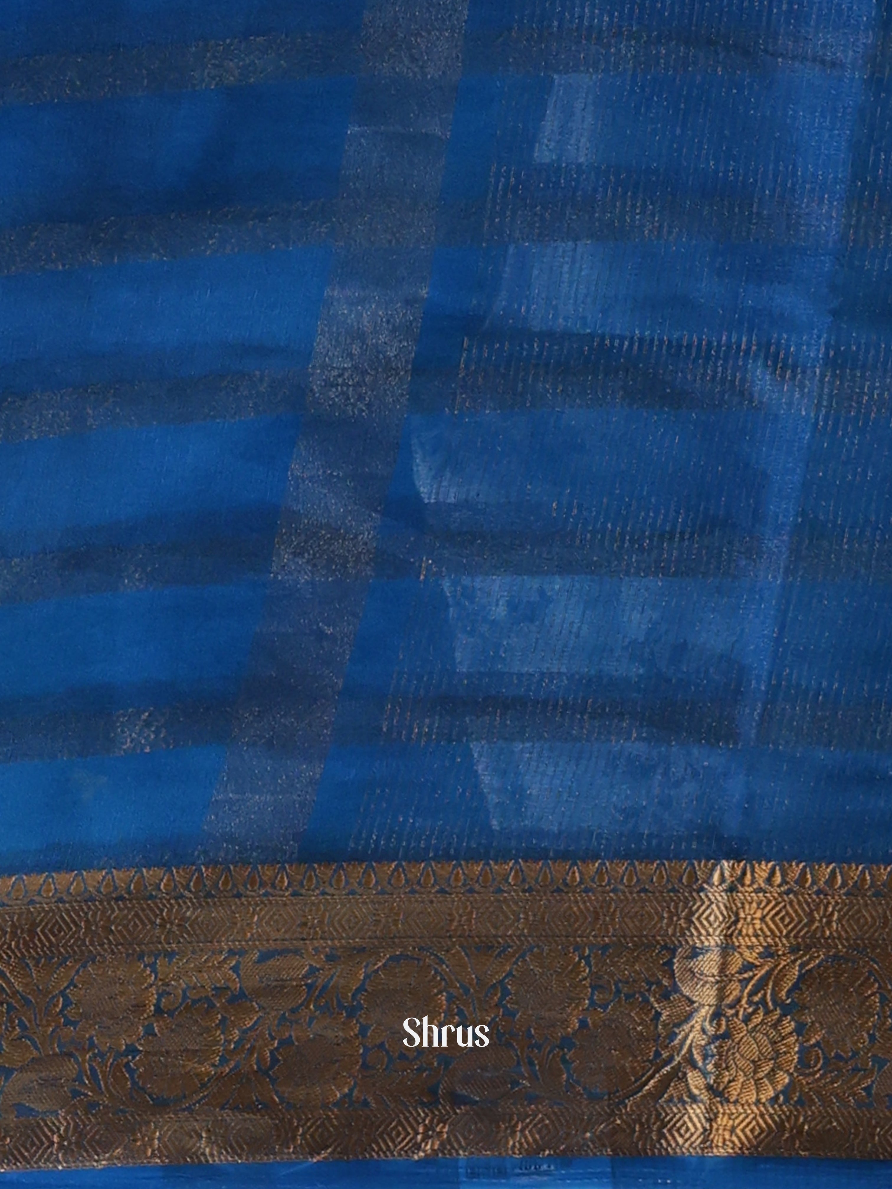 Blue - Semi Organza Saree - Shop on Shrus.com