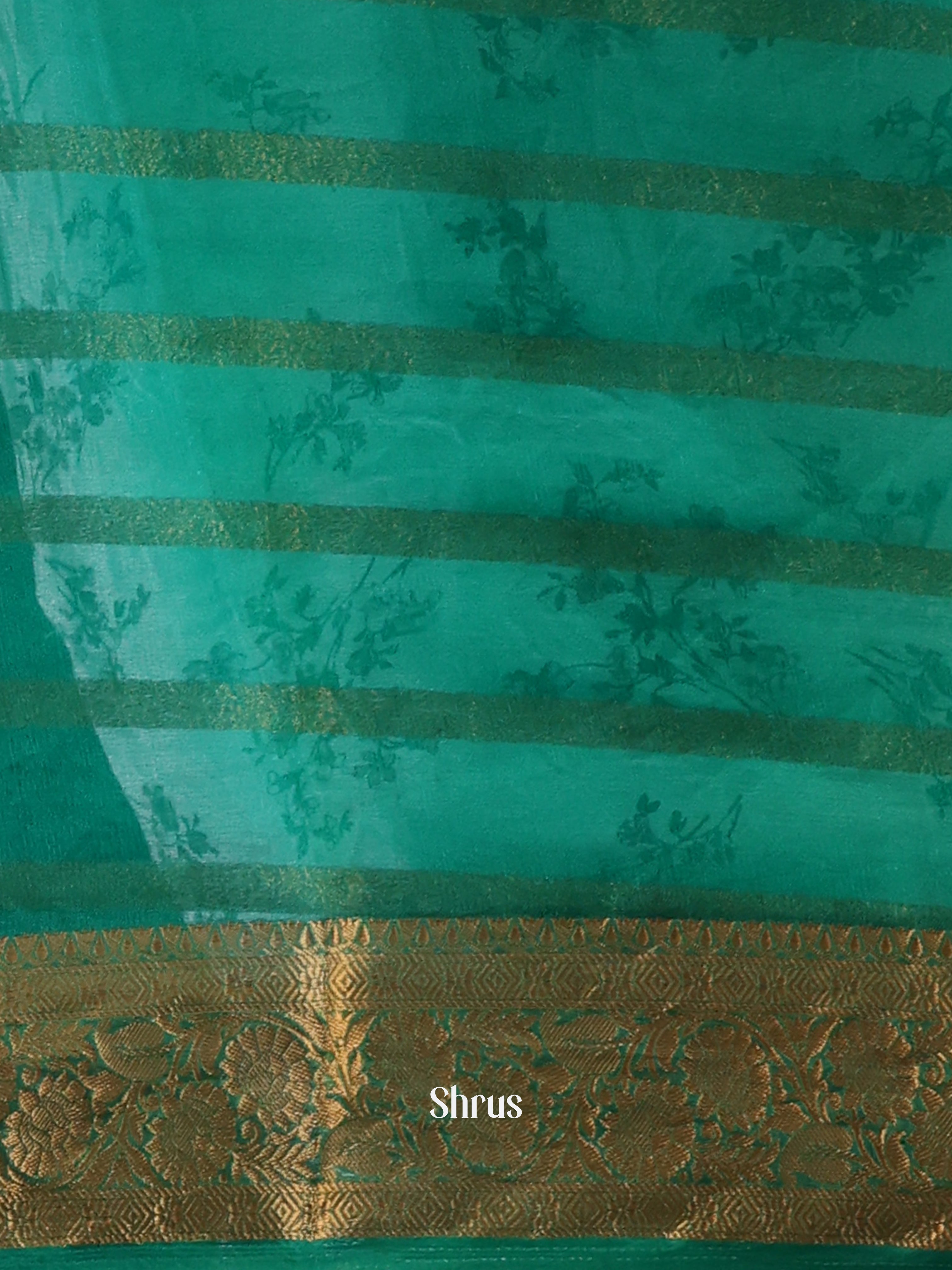 Green - Semi Organza Saree - Shop on Shrus.com