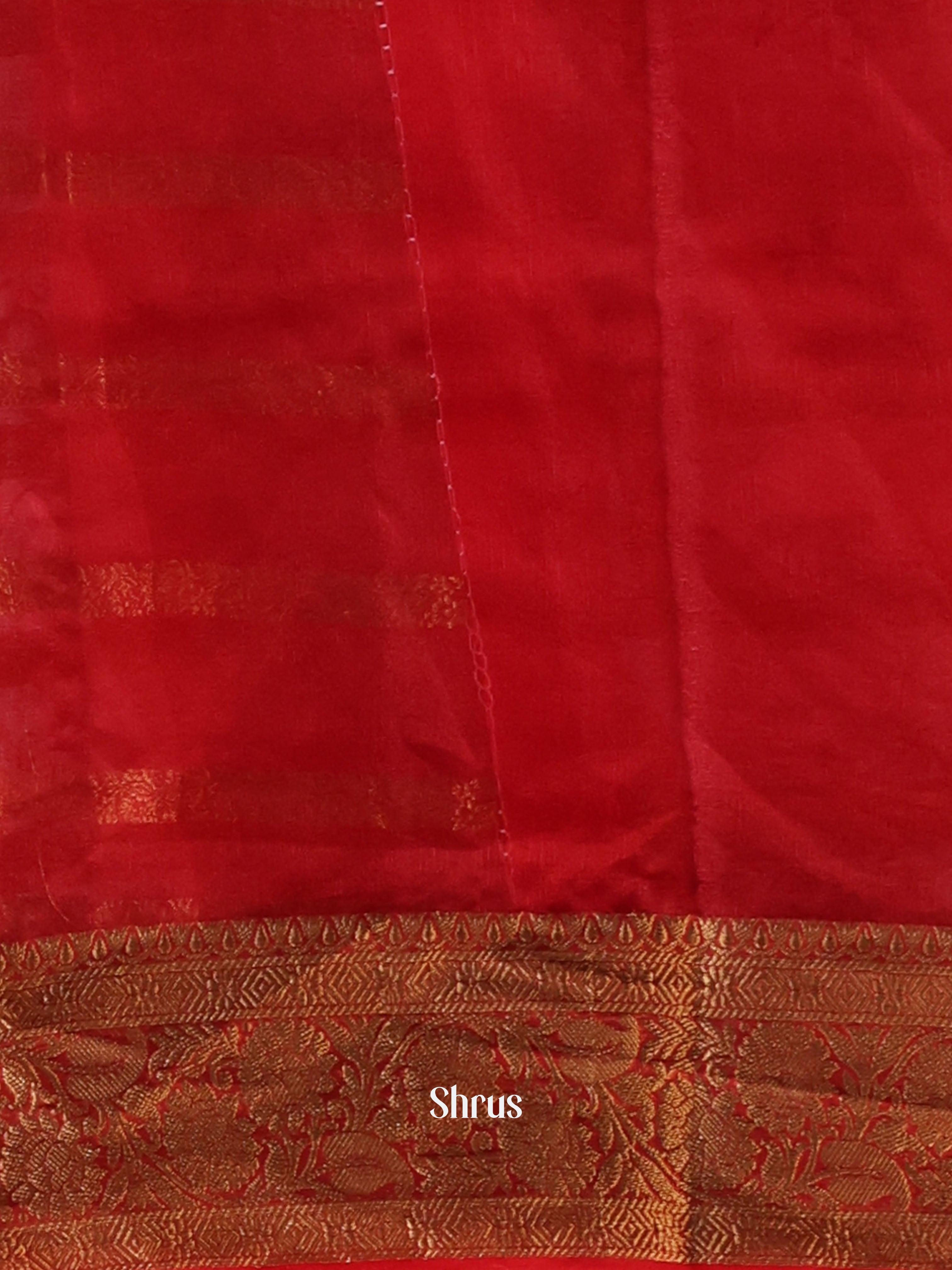 Red - Semi Organza Saree - Shop on Shrus.com