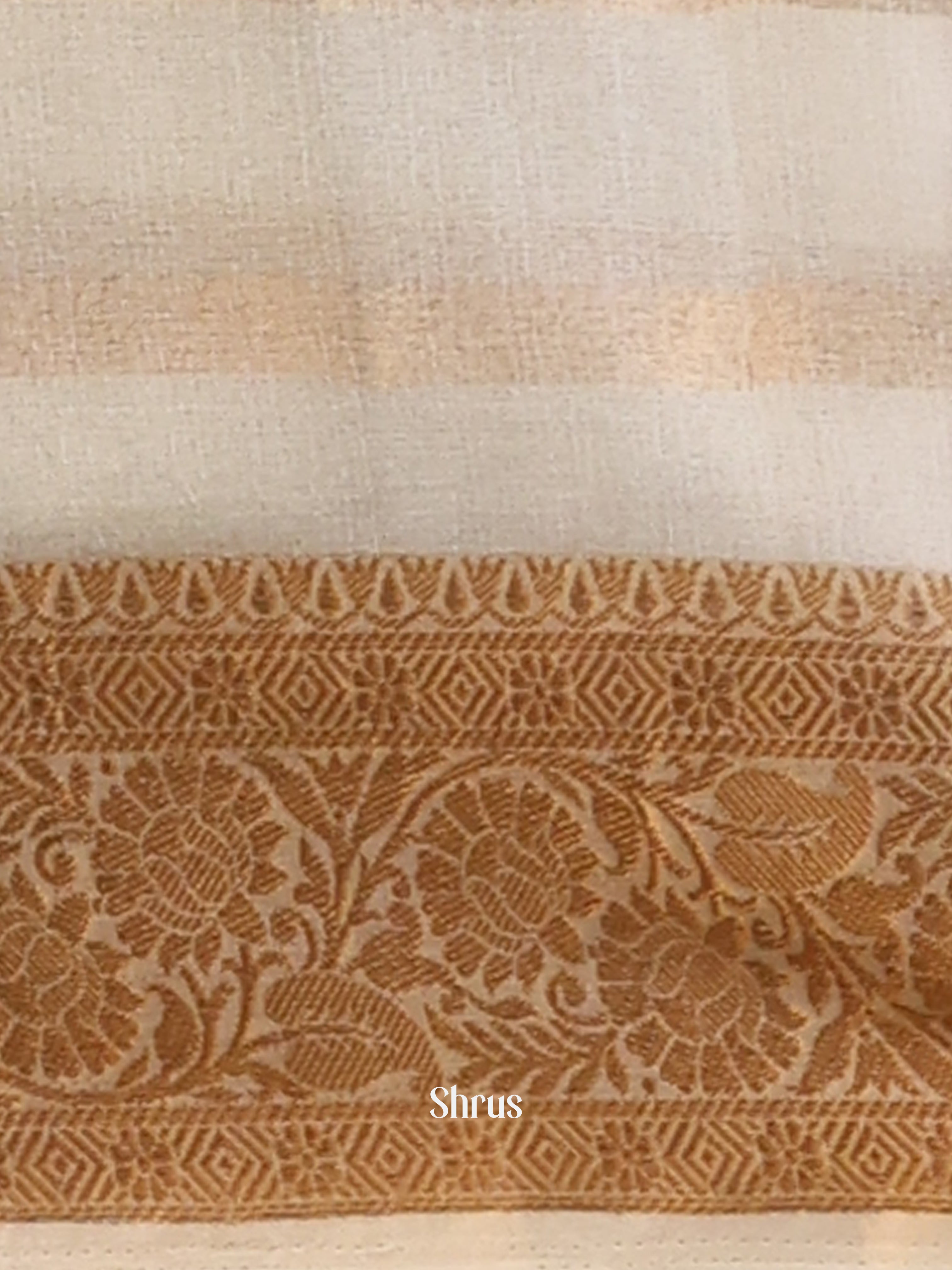 Cream - Semi Organza Saree - Shop on Shrus.com
