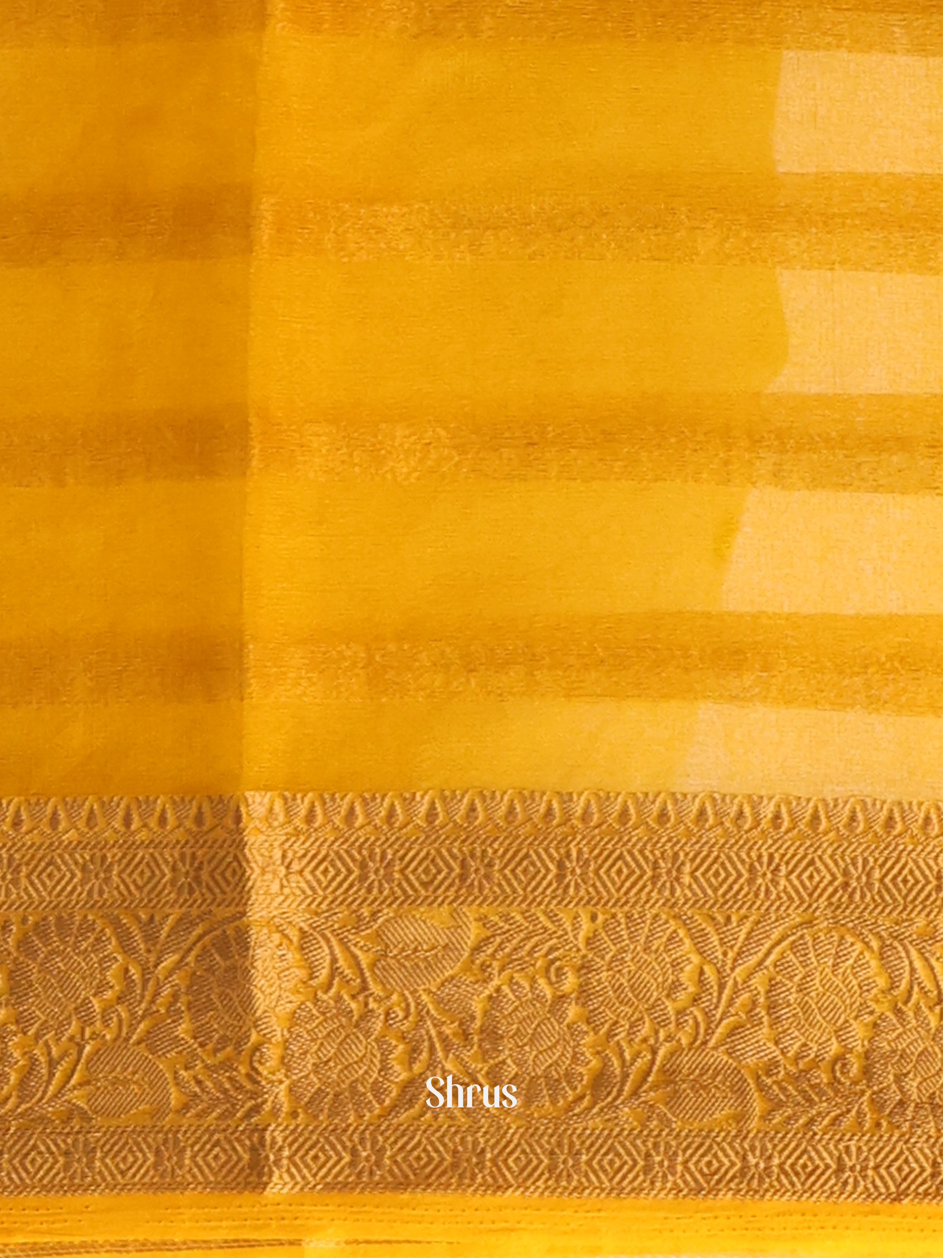 Yellow - Semi Organza Saree - Shop on Shrus.com