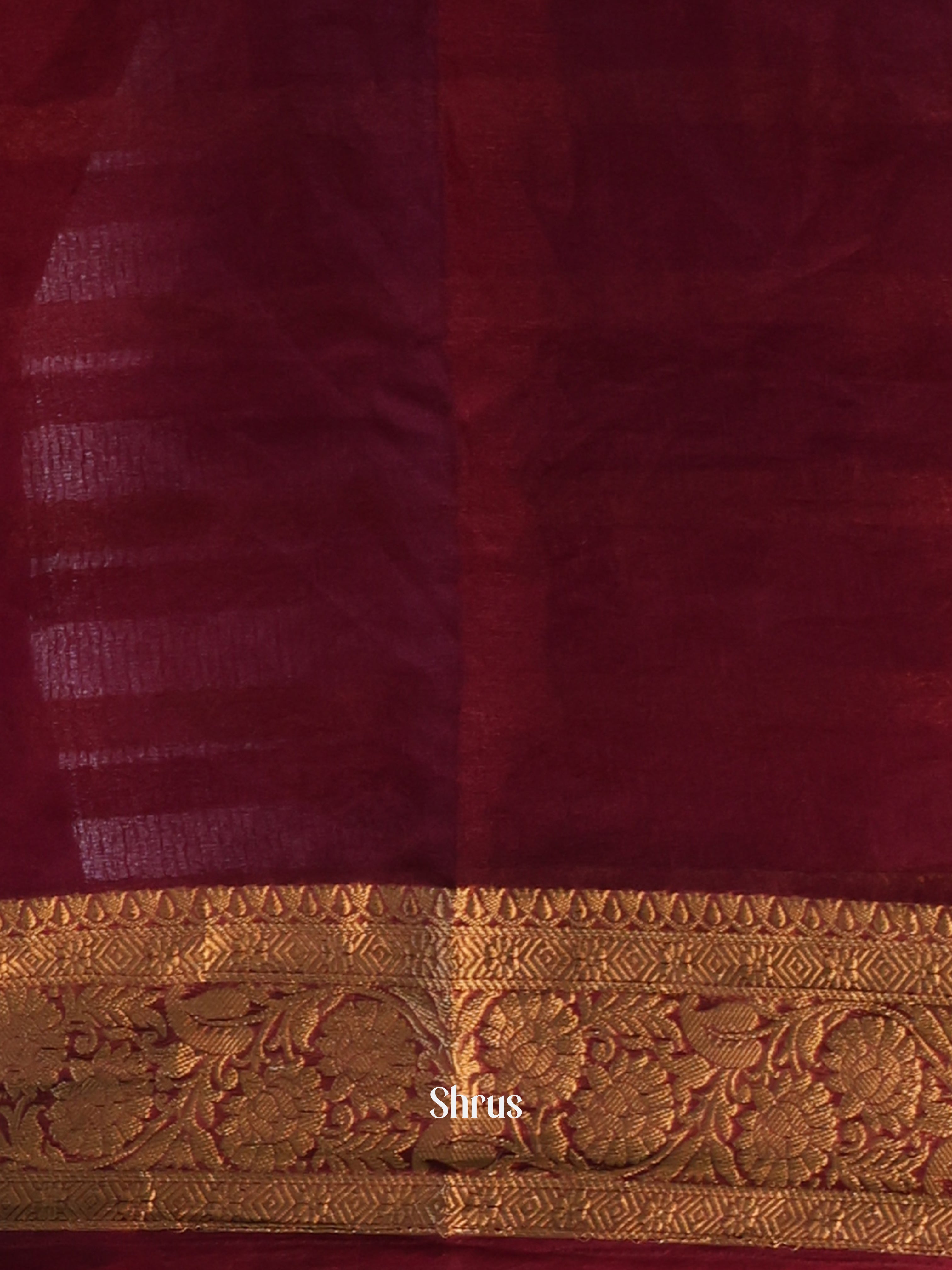 Maroon- Semi Organza Saree - Shop on Shrus.com