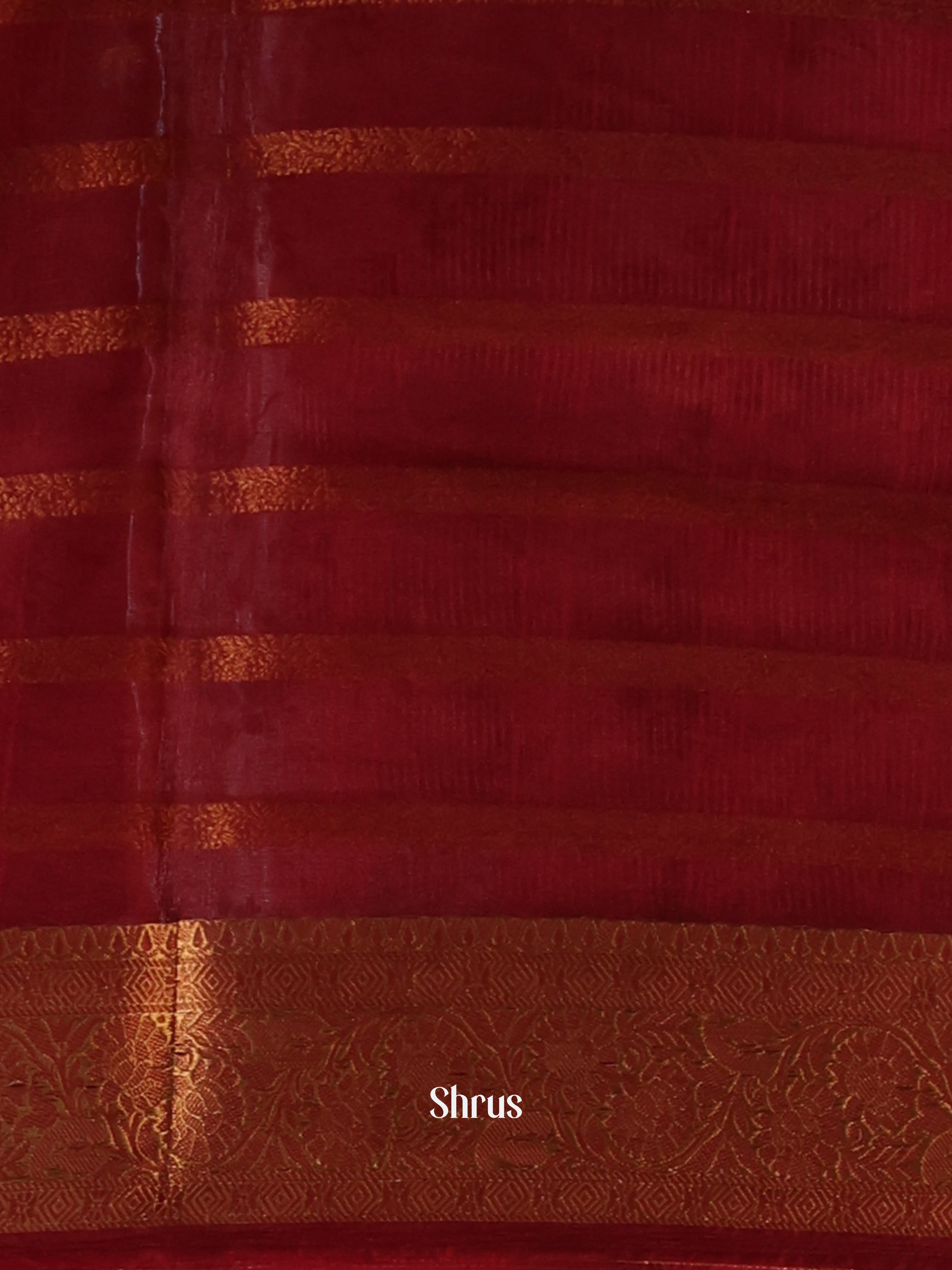 Maroon - Semi Organza Saree - Shop on Shrus.com