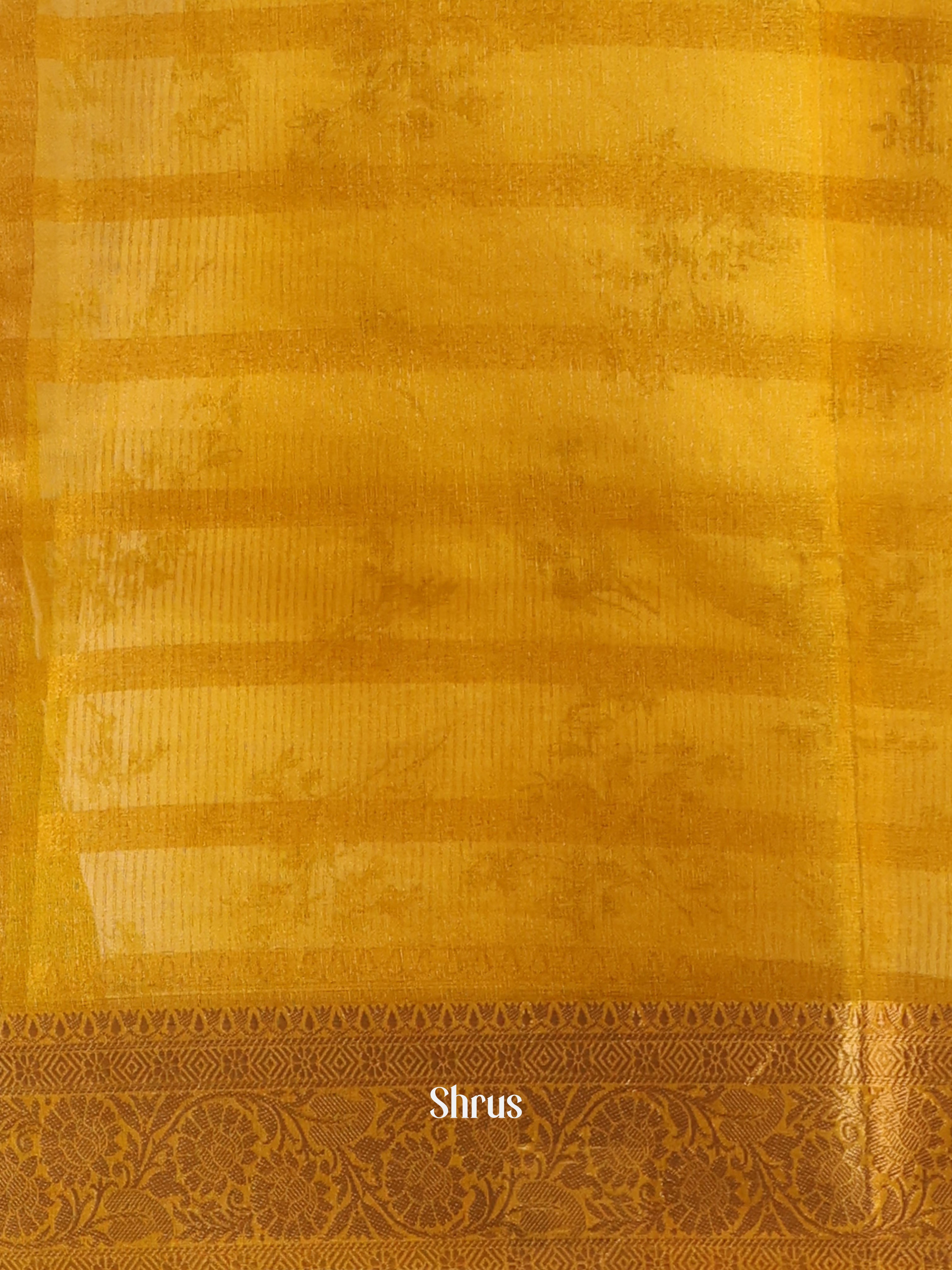 Yellow - Semi Organza Saree - Shop on Shrus.com