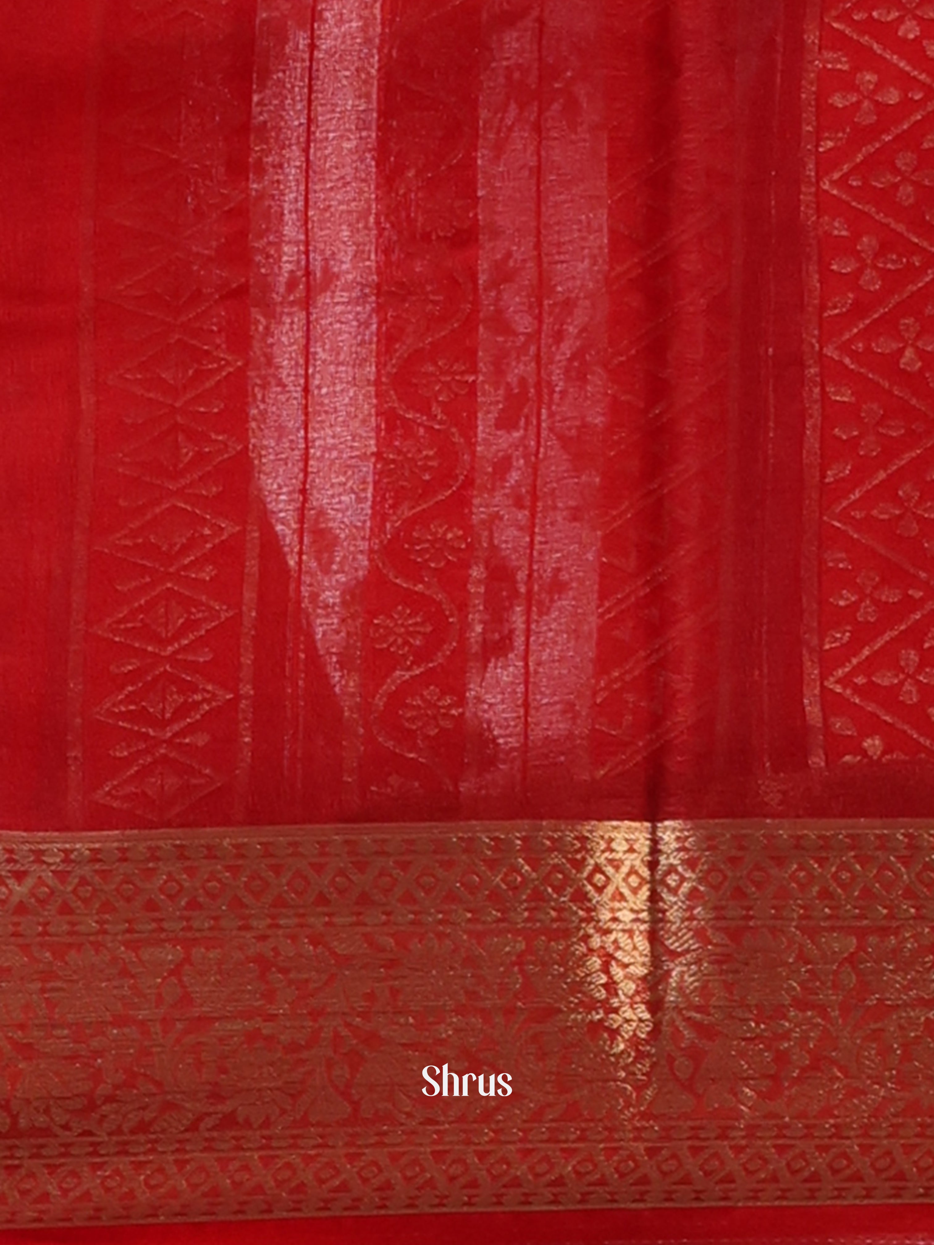 Red - Semi Organza Saree - Shop on Shrus.com
