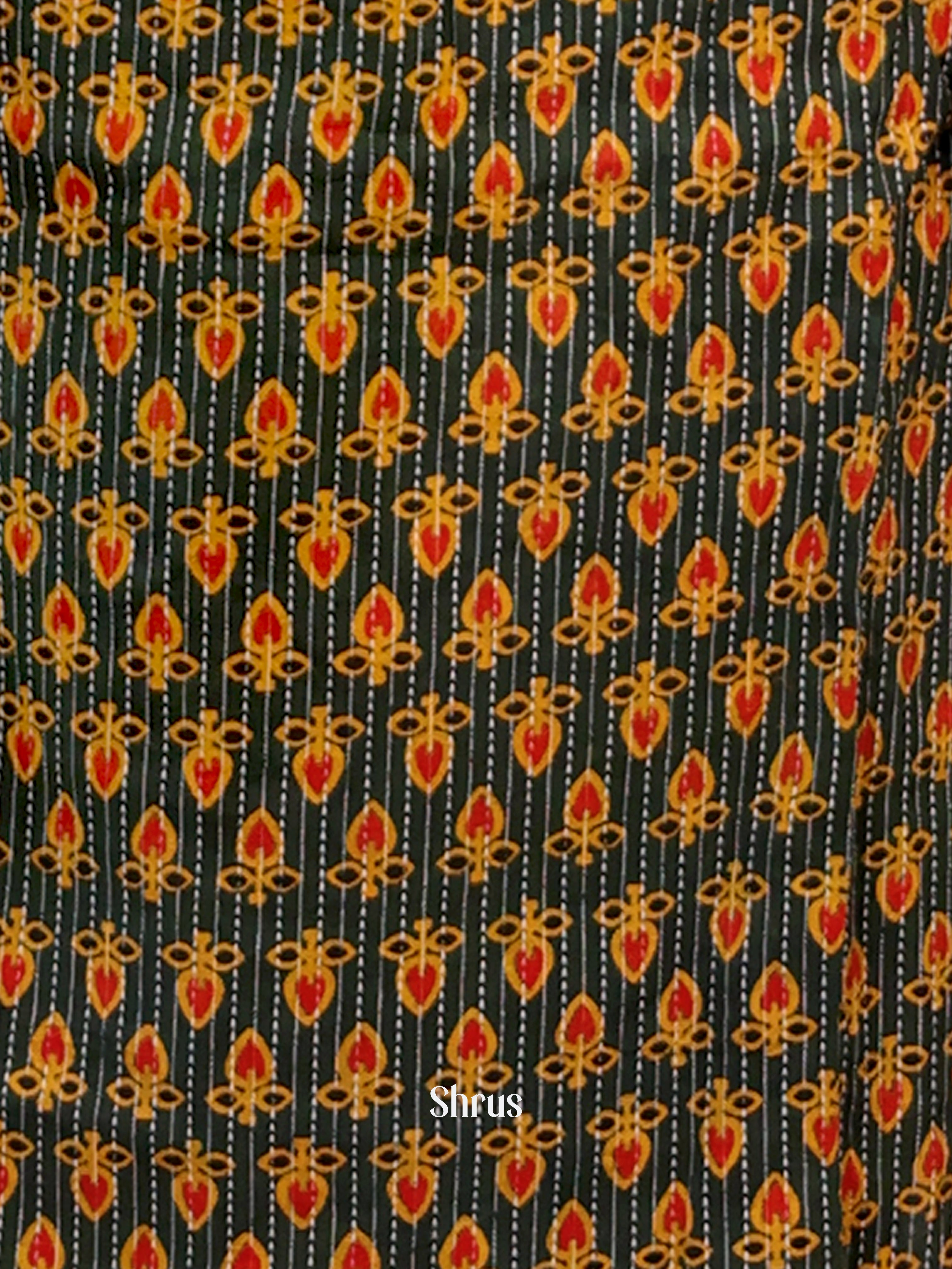 Green & Mustard-Ajrakh 3pc Readymade Suits - Shop on Shrus.com