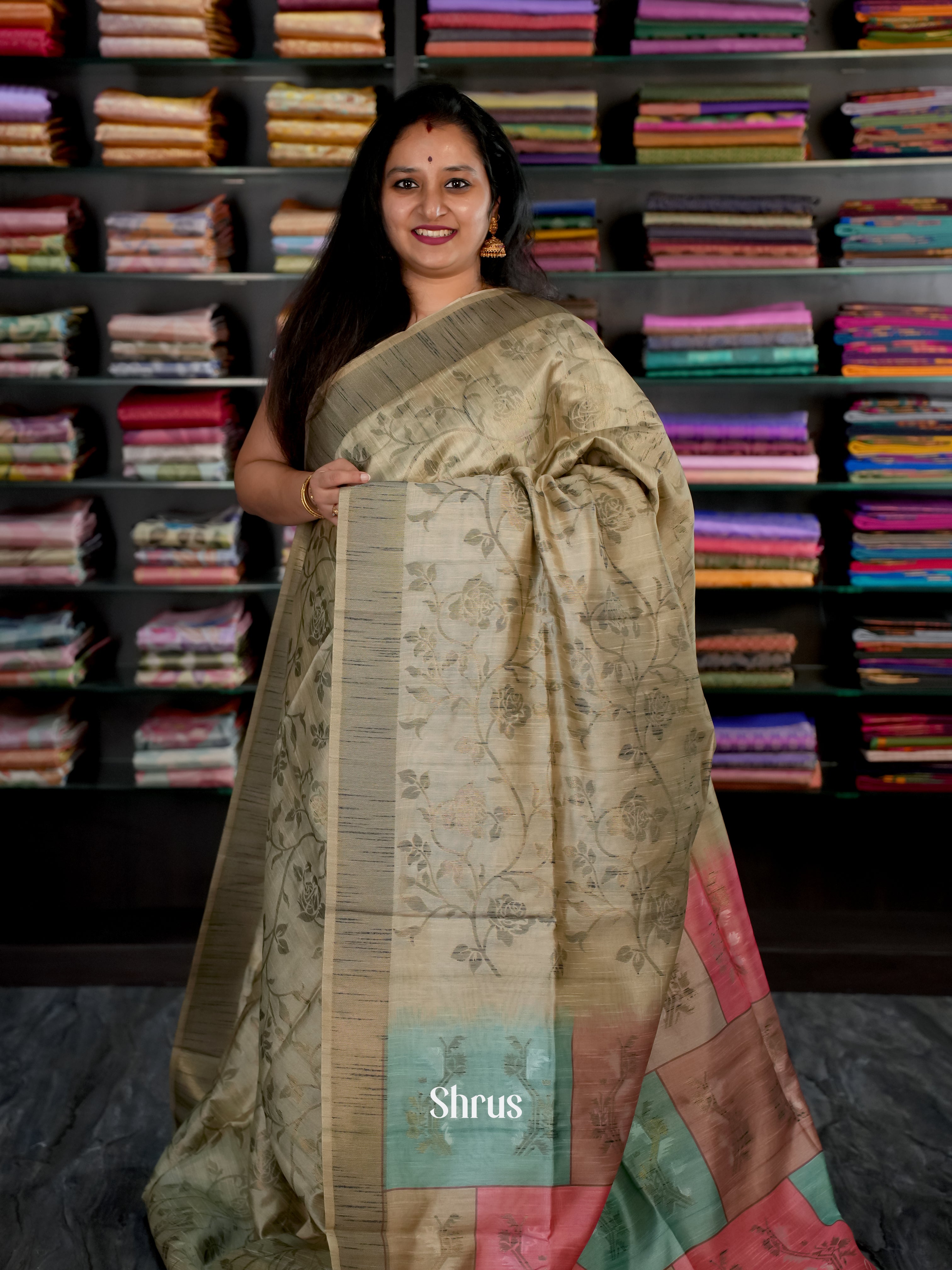 Elachi- Champa semi tussar Saree - Shop on Shrus.com
