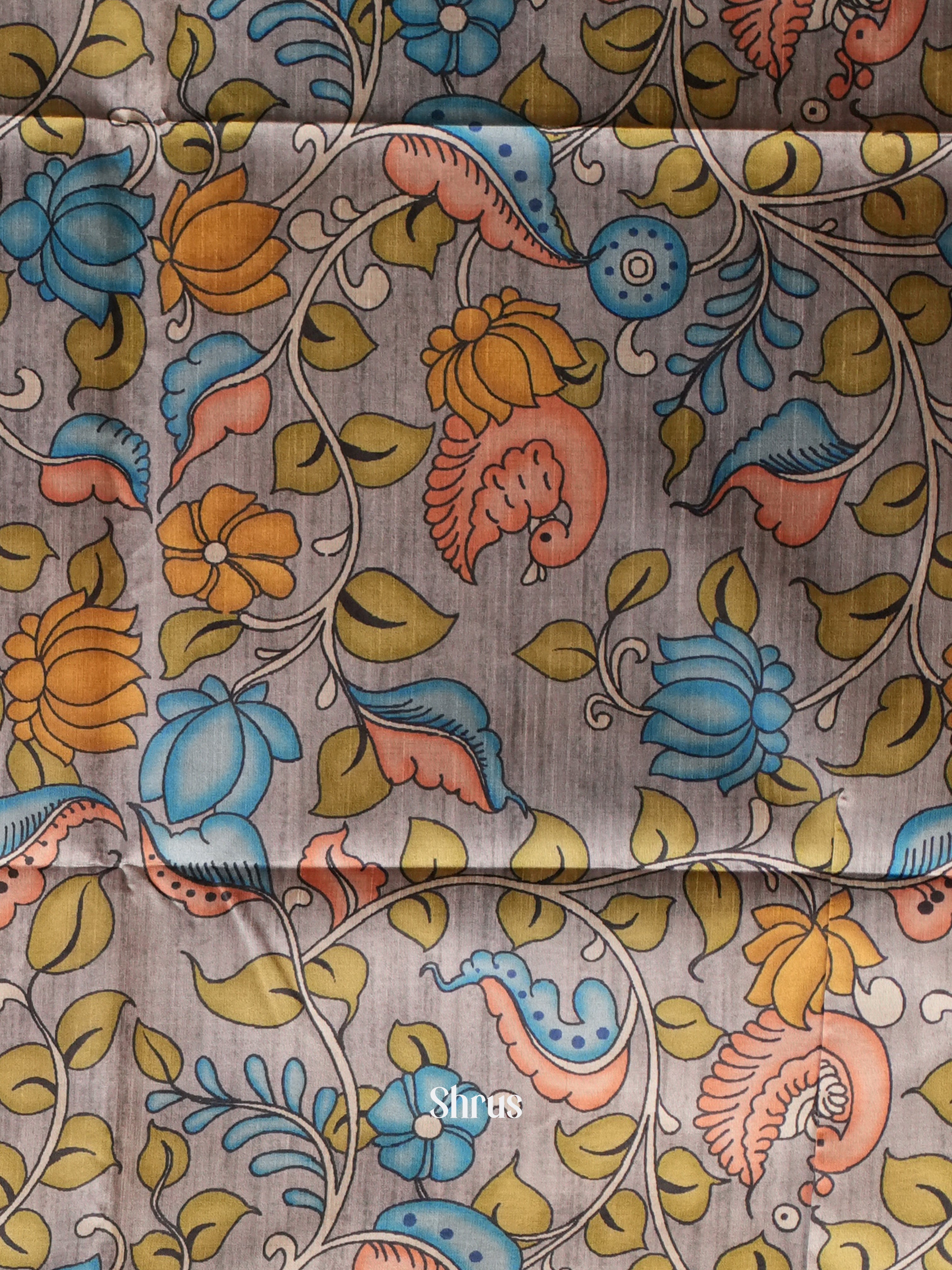 Blue & Grey- Champa semi tussar Saree - Shop on Shrus.com