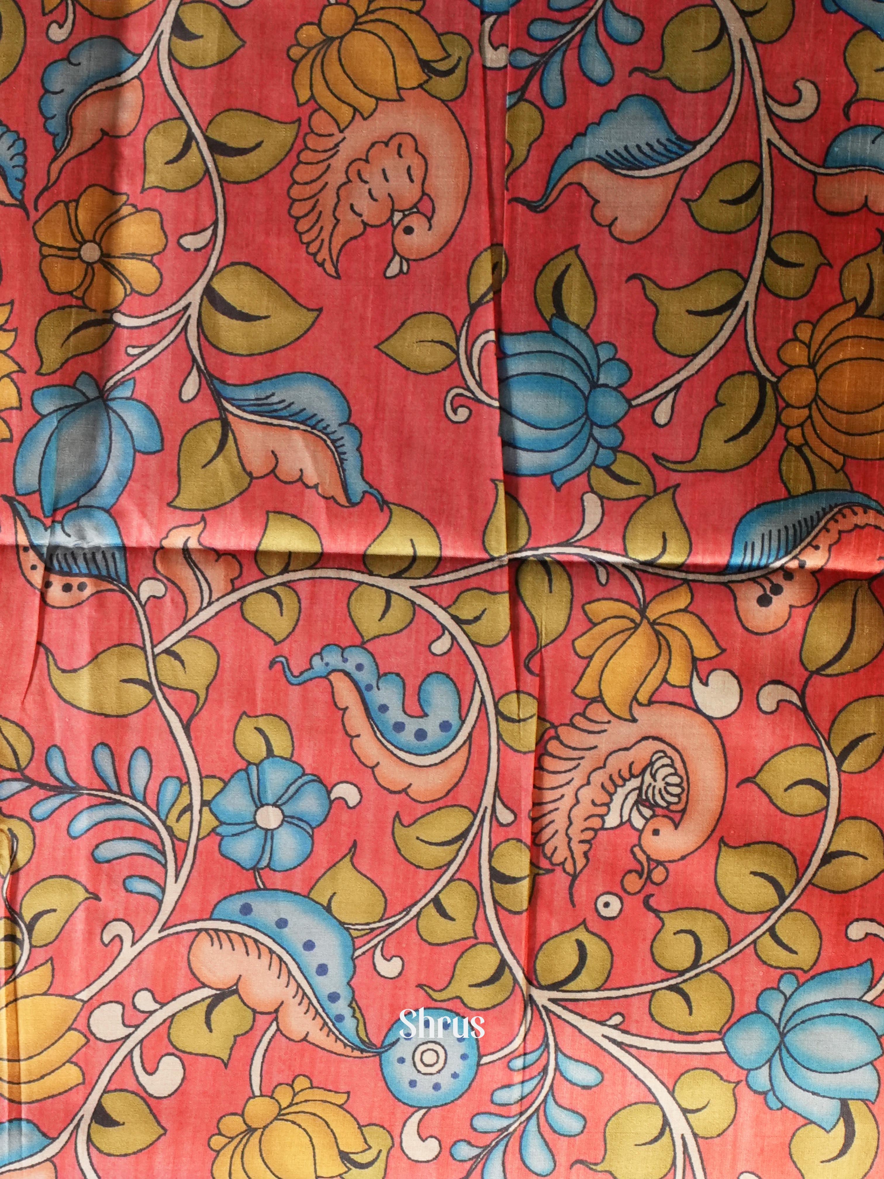 Blue & Red- Champa semi tussar - Shop on Shrus.com