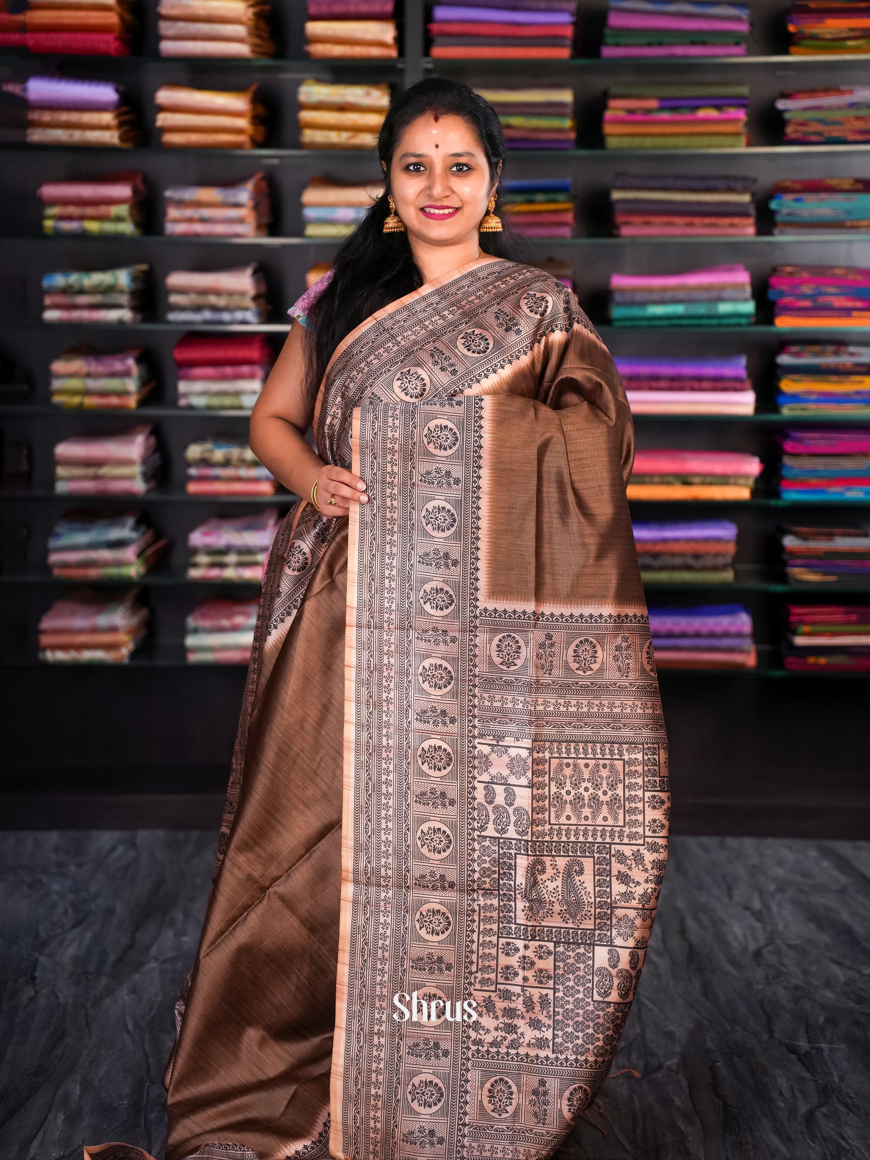 Brown & Light Brown - Champa semi tussar - Shop on Shrus.com