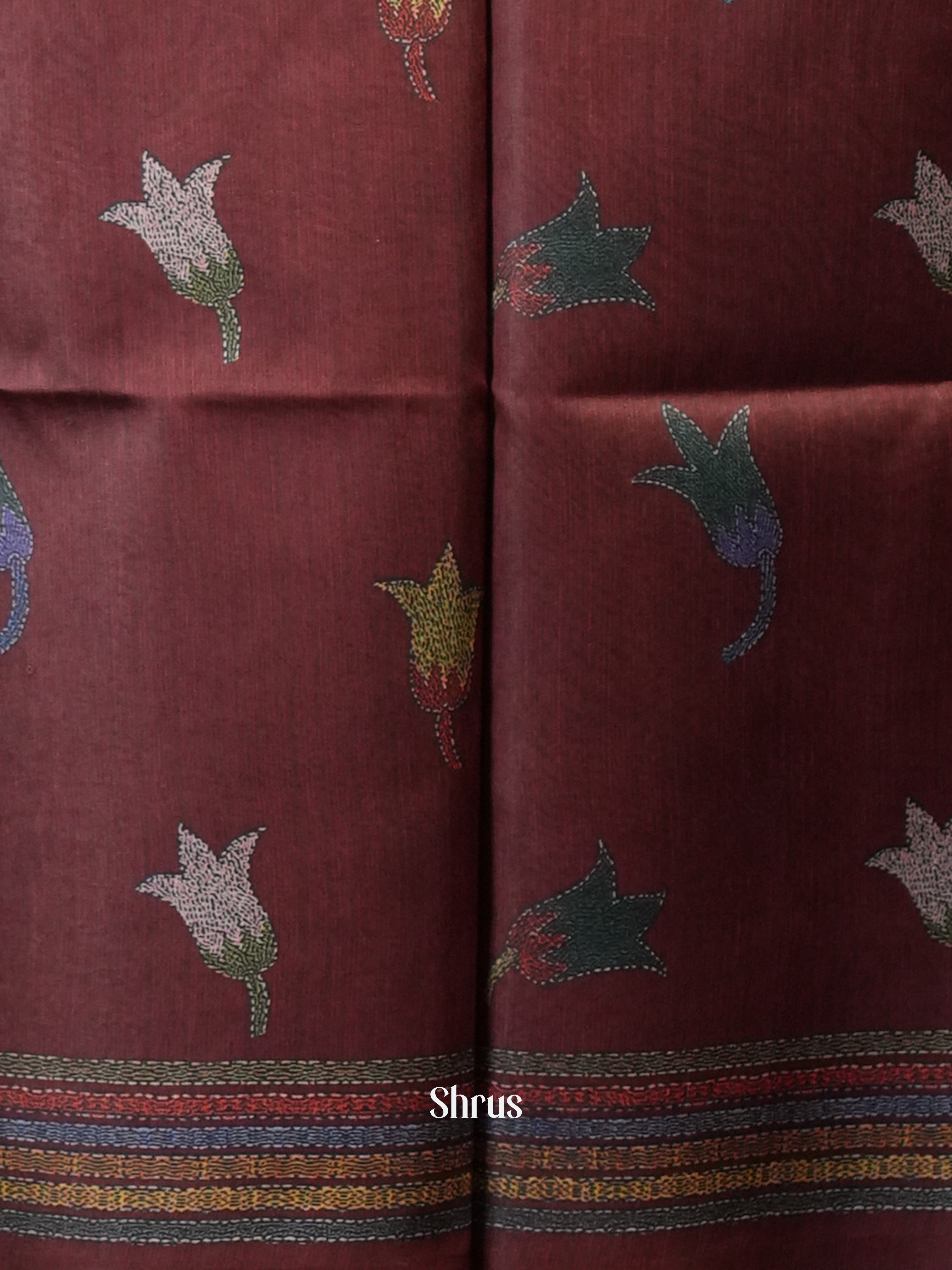 Dusty Pink & Brown - Champa semi tussar Saree - Shop on Shrus.com