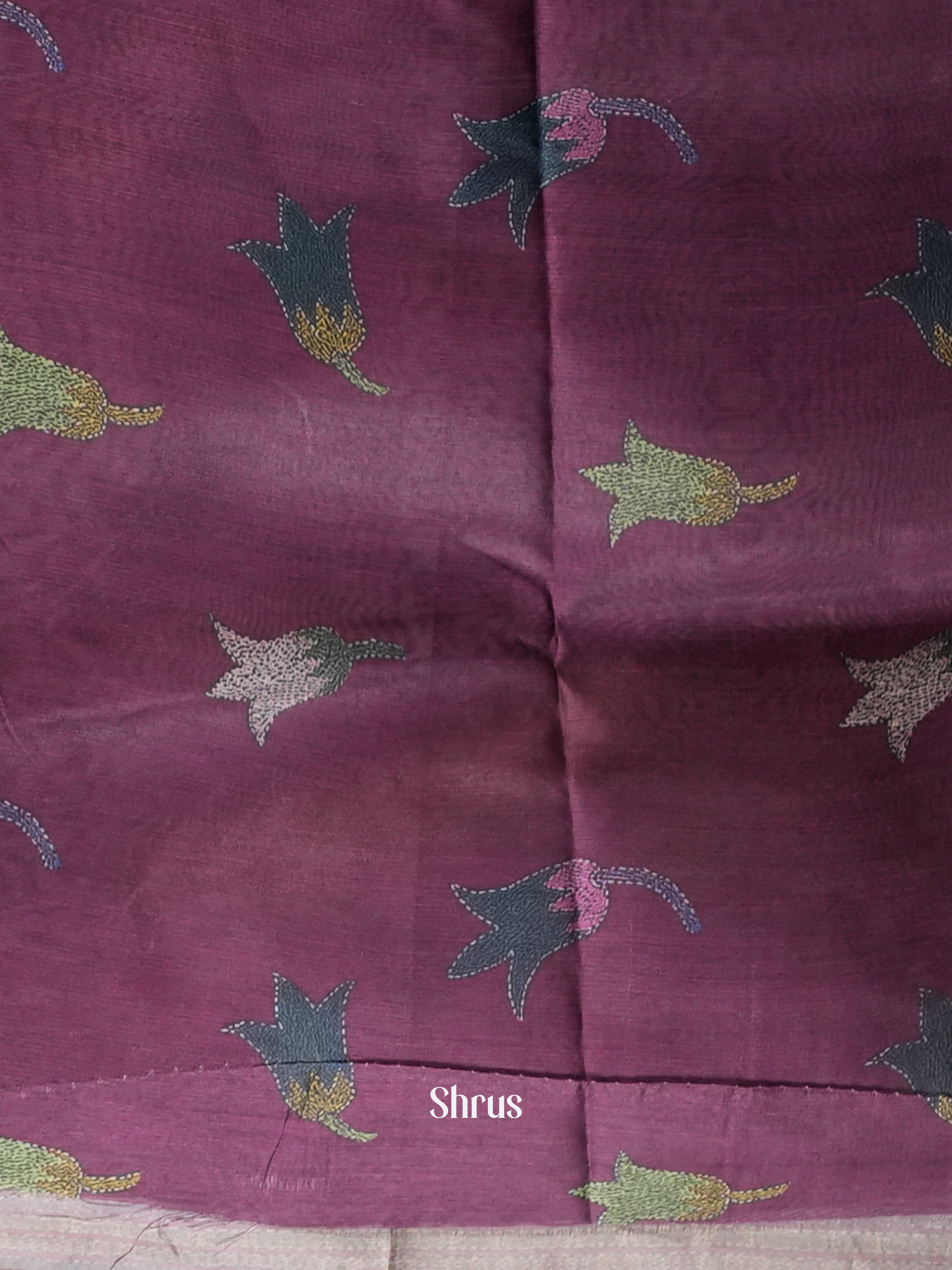 Dusty Pink & Purple - Champa semi tussar Saree - Shop on Shrus.com
