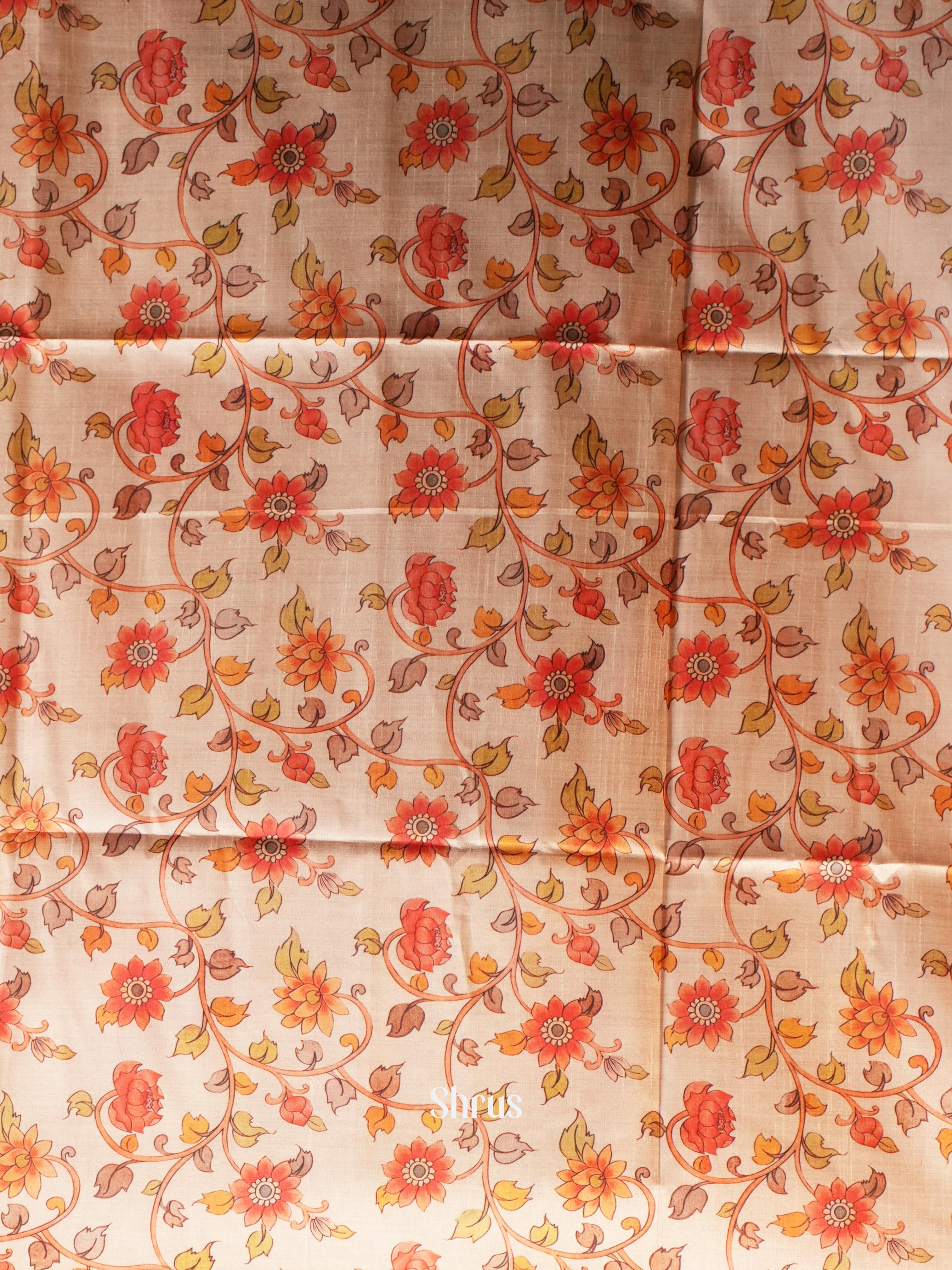 Red & Peach - Champa semi tussar - Shop on Shrus.com