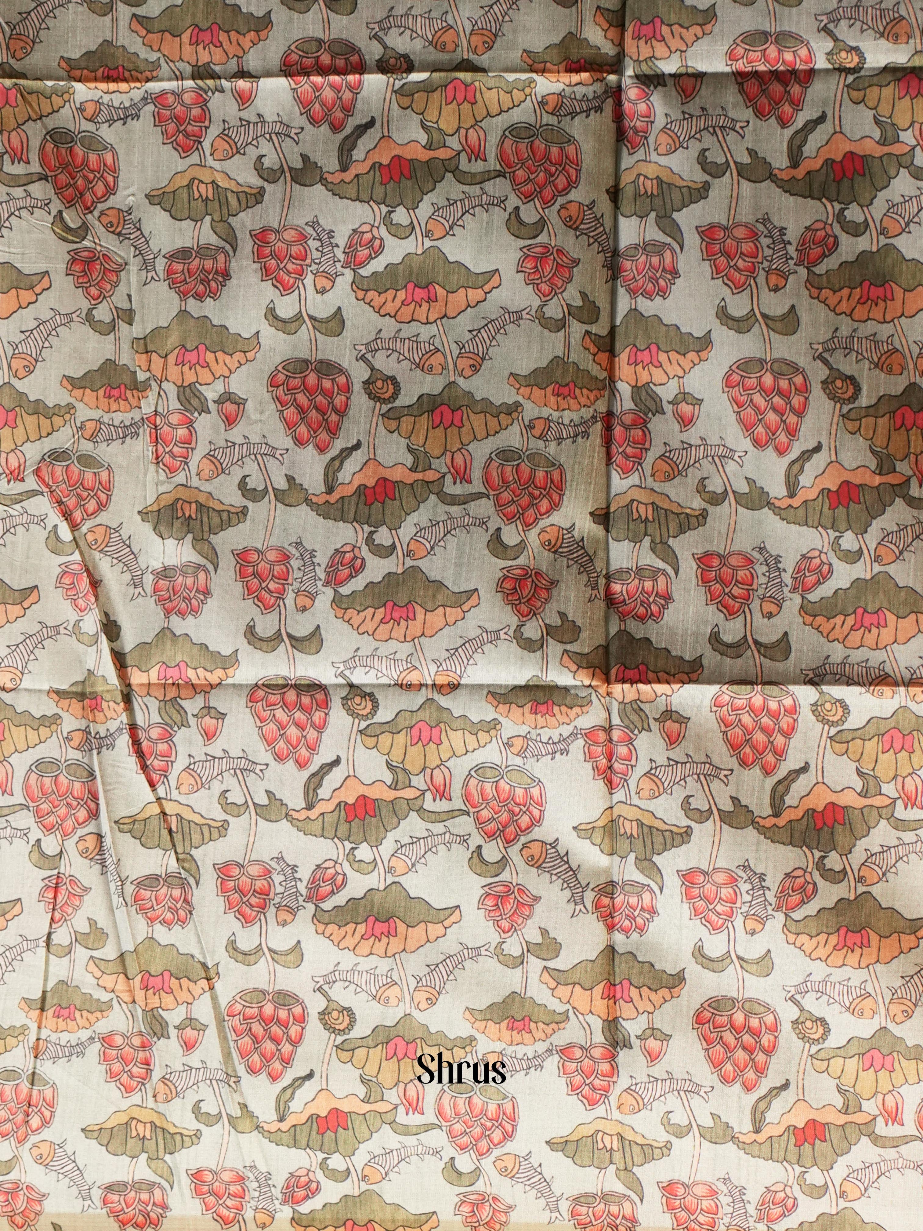 Wine & Grey- Champa semi tussar - Shop on Shrus.com