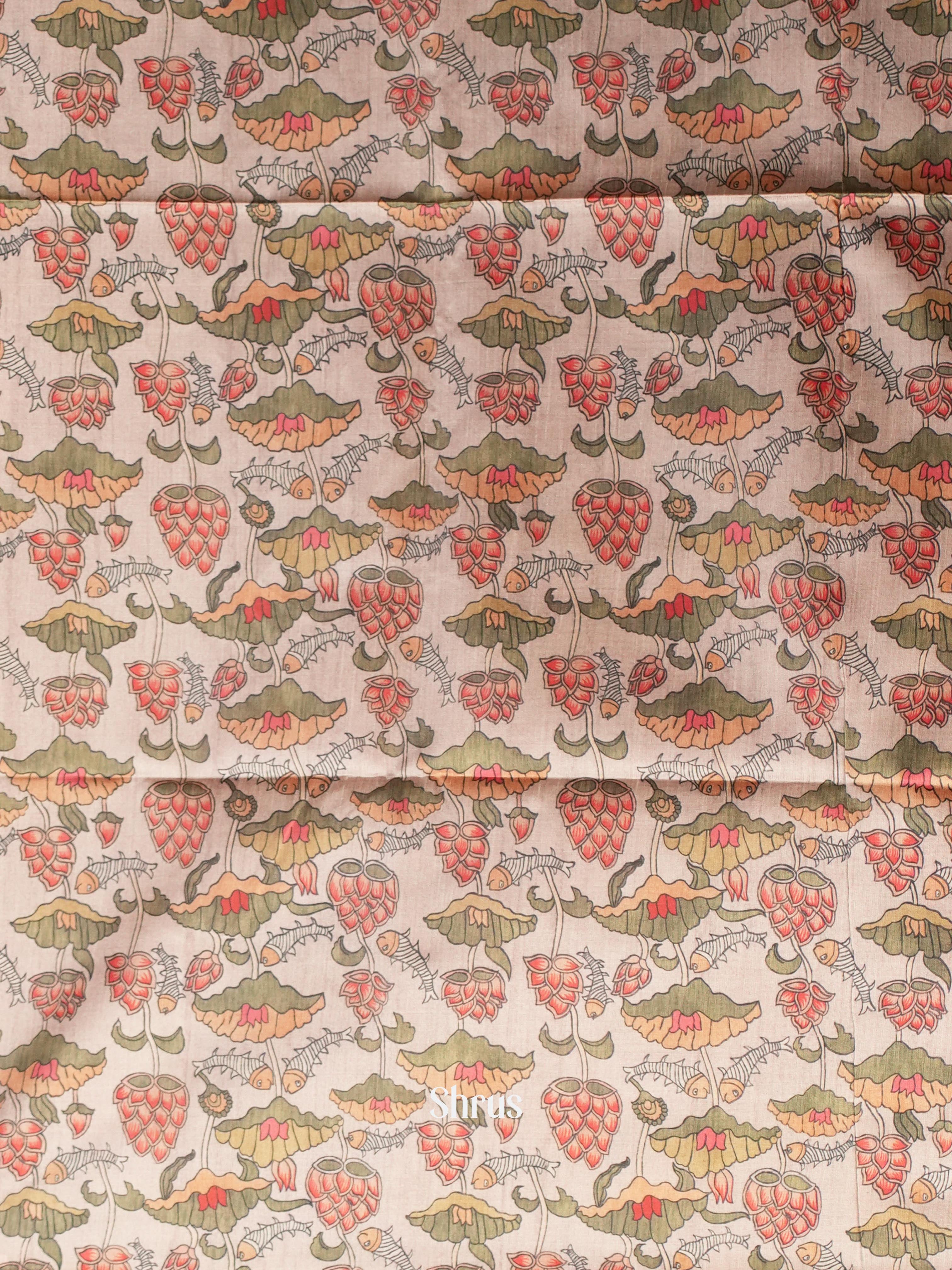 Blue & Dusty Brown - Champa Semi Tussar Saree - Shop on Shrus.com