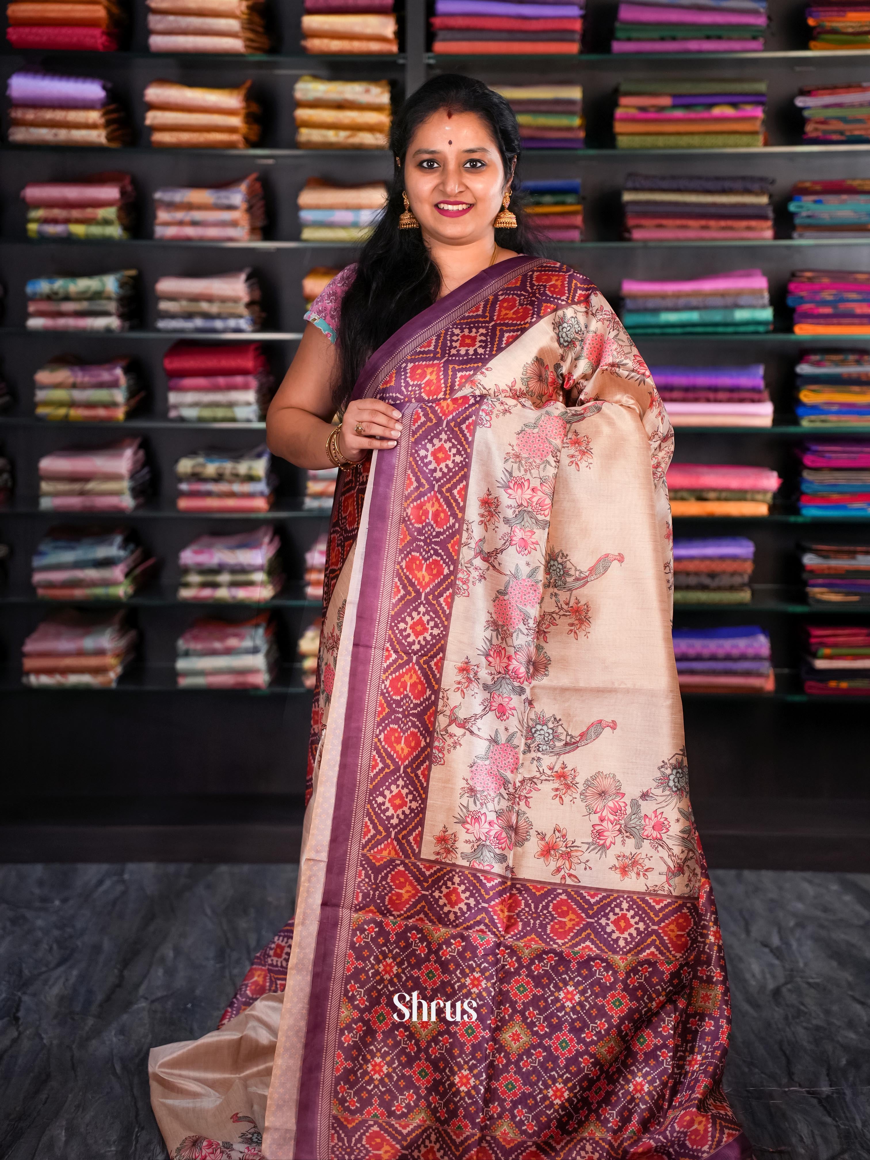 Dusty Pink & Purple - Champa semi tussar - Shop on Shrus.com