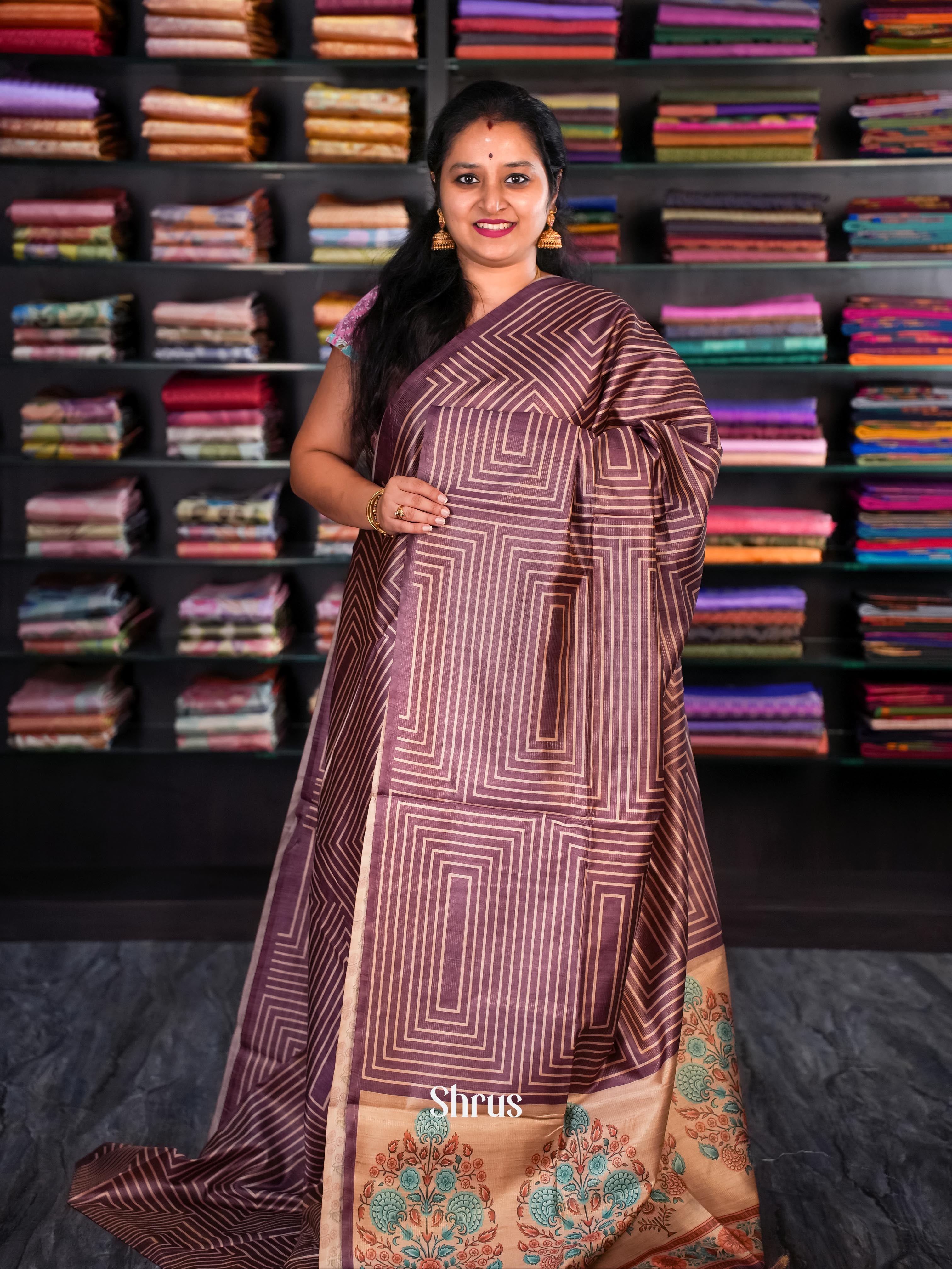 Coffee Brown & Lite Brown - Champa semi tussar - Shop on Shrus.com