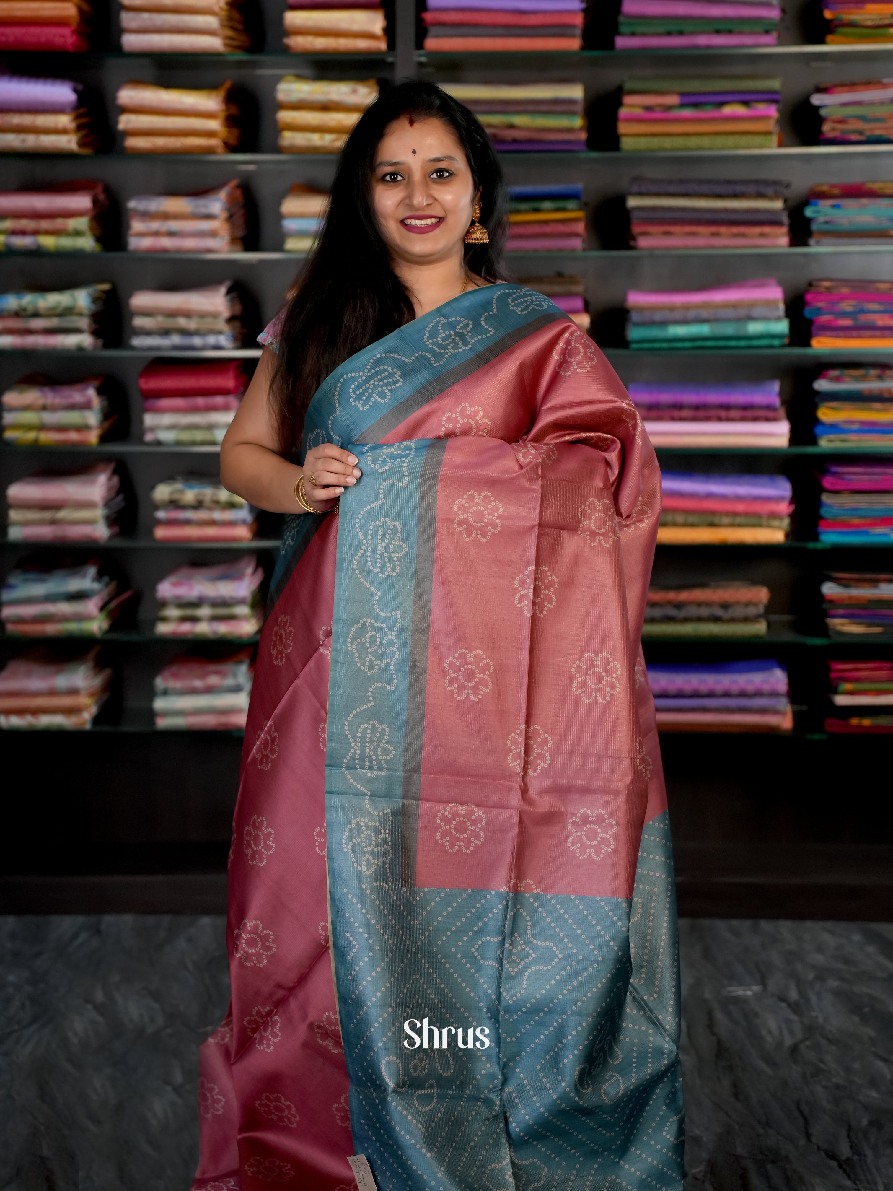 Brown & Blue- Champa semi tussar Saree - Shop on Shrus.com
