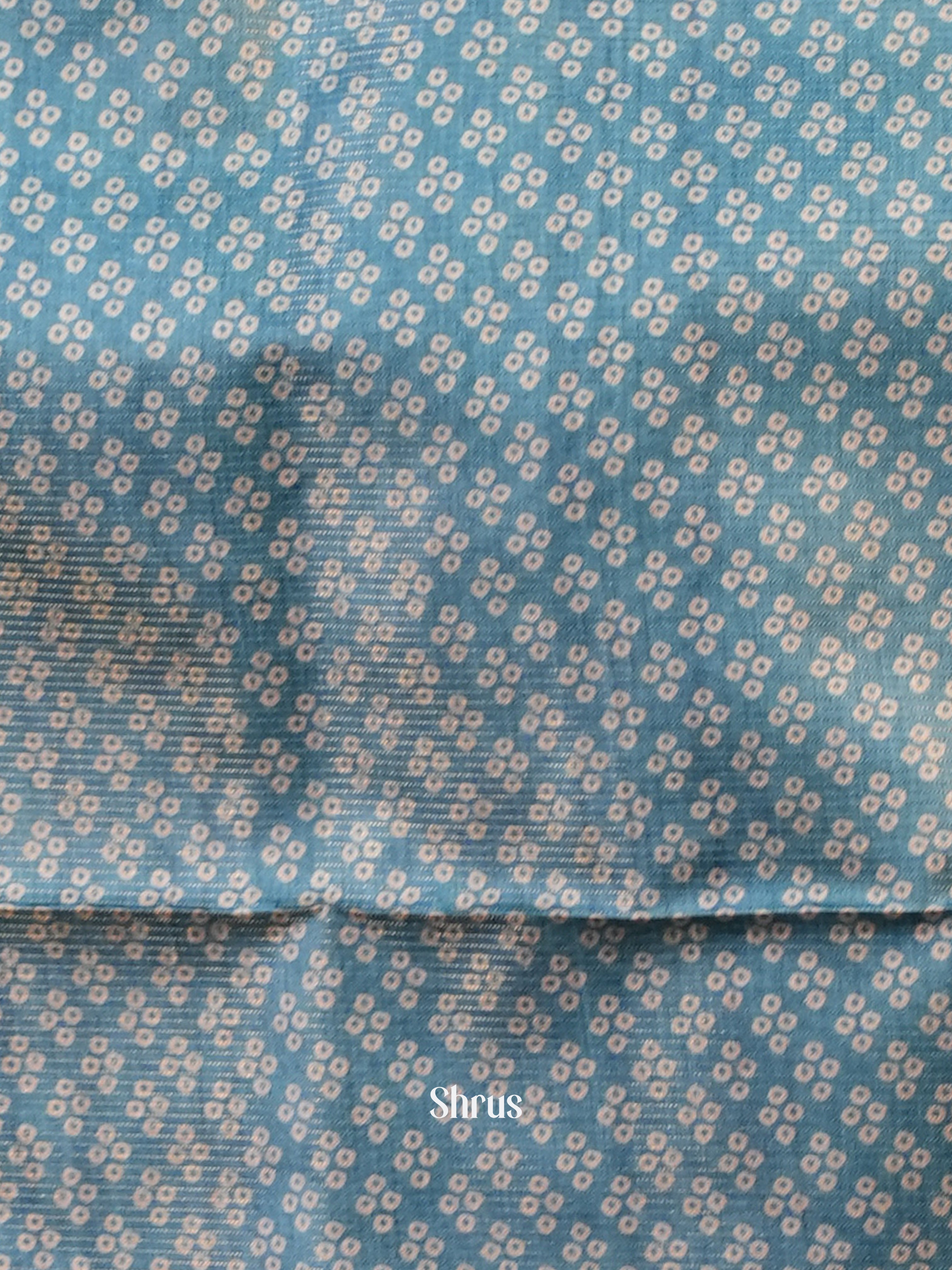 Brown & Blue- Champa semi tussar Saree - Shop on Shrus.com