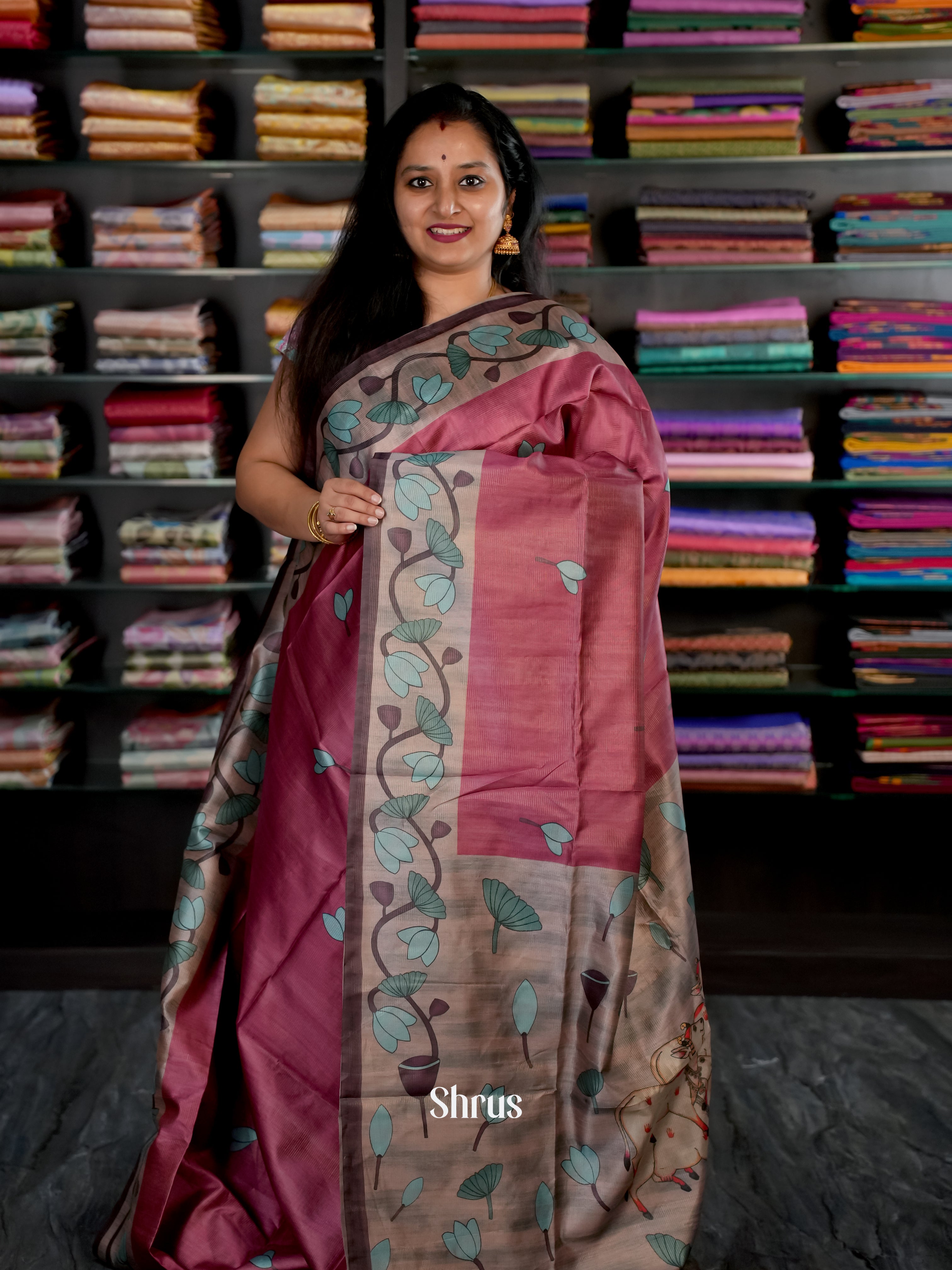 Maroon & Brown - Champa semi tussar - Shop on Shrus.com