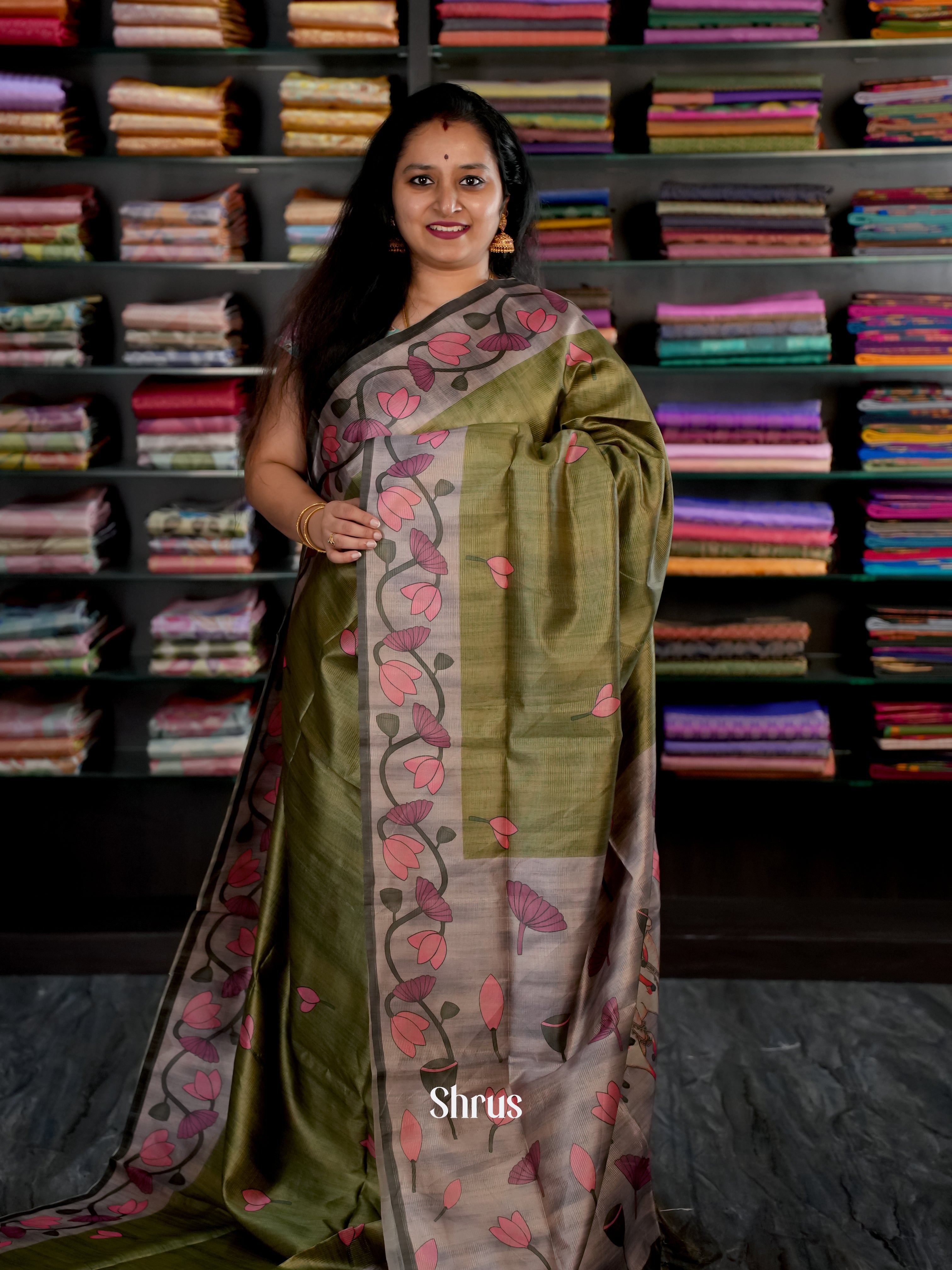 Green & Grey - Champa Semi tussar - Shop on Shrus.com