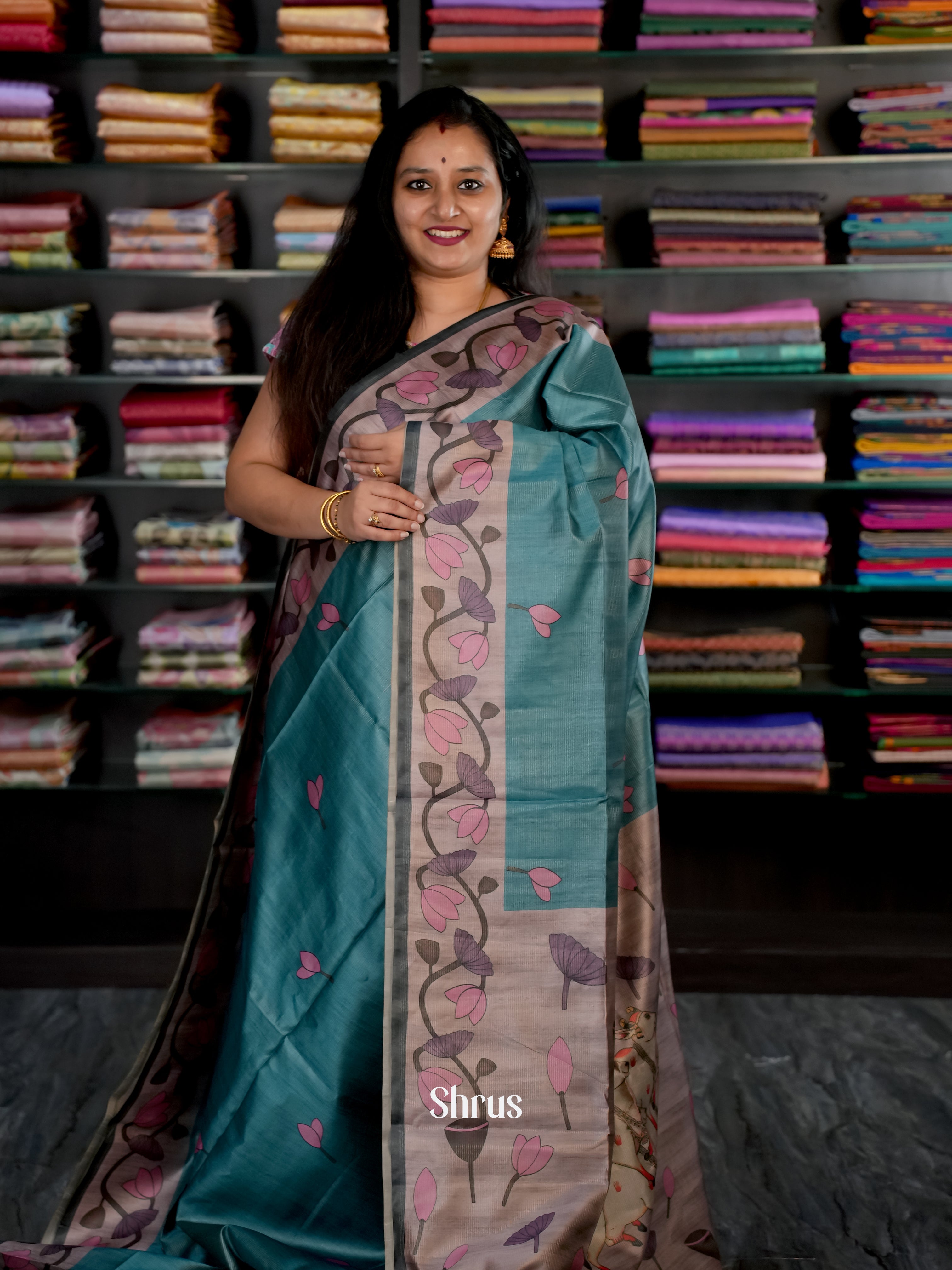 Green & Grey- Champa Semi tussar - Shop on Shrus.com