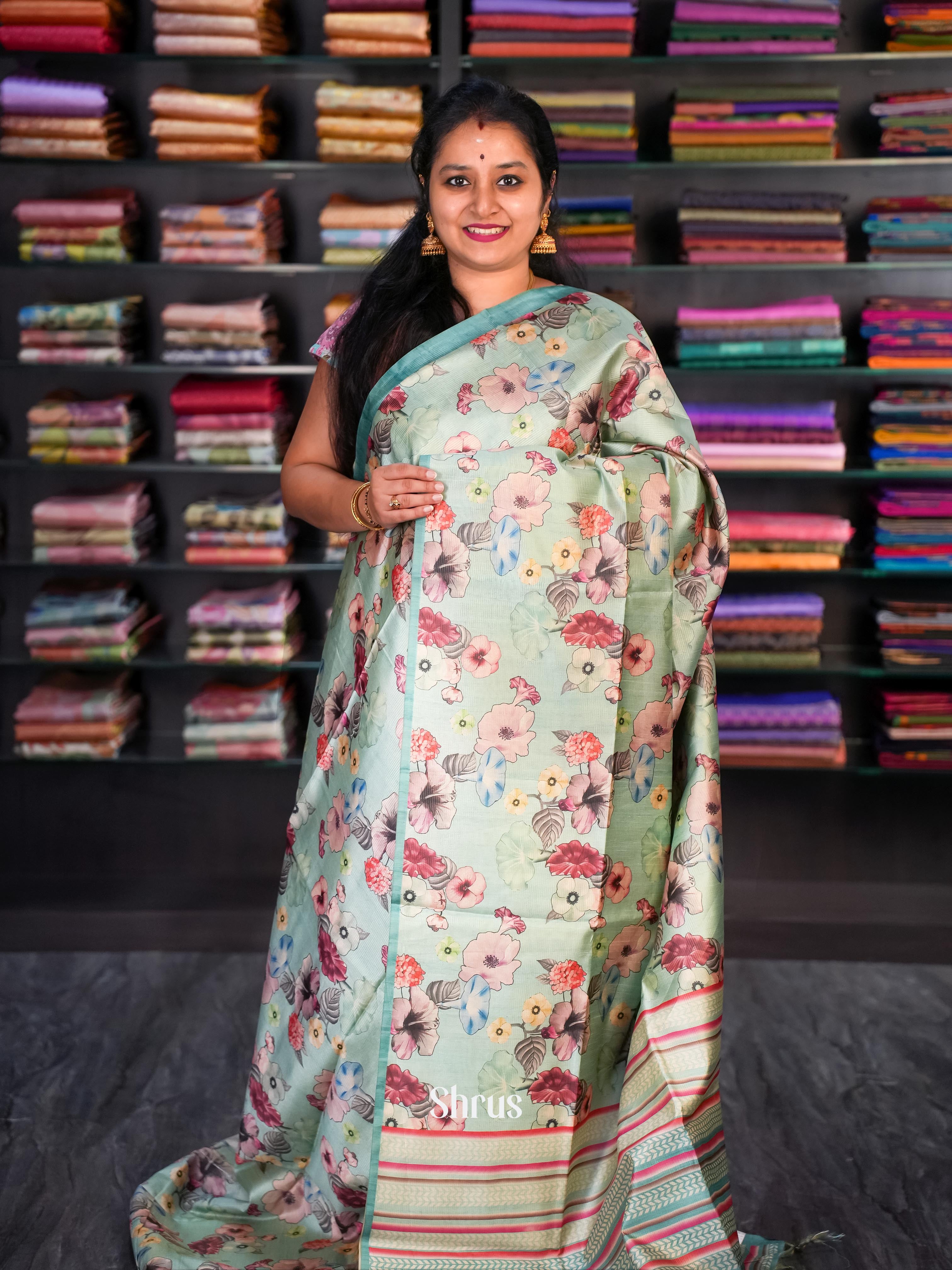 Pastel Blue - Champa semi tussar - Shop on Shrus.com