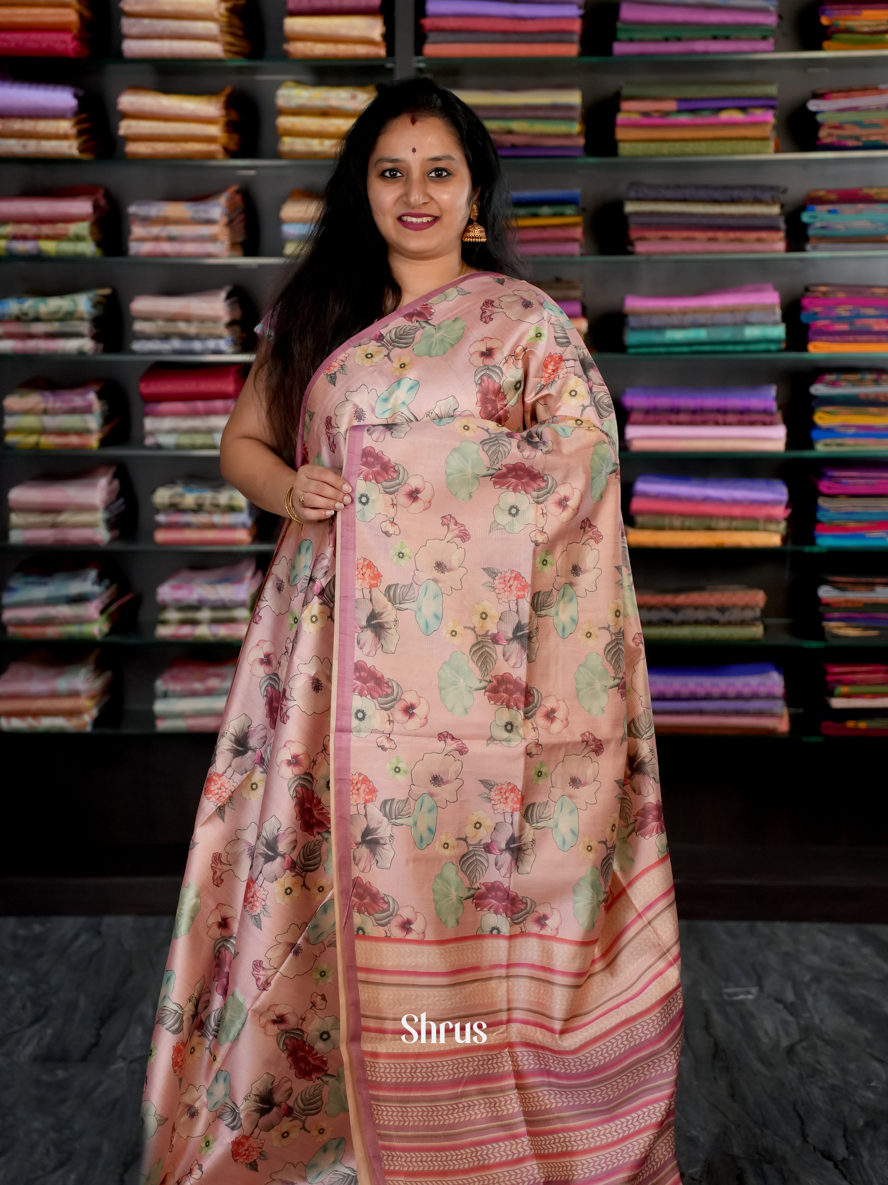 Pink - Champa Semi tussar - Shop on Shrus.com