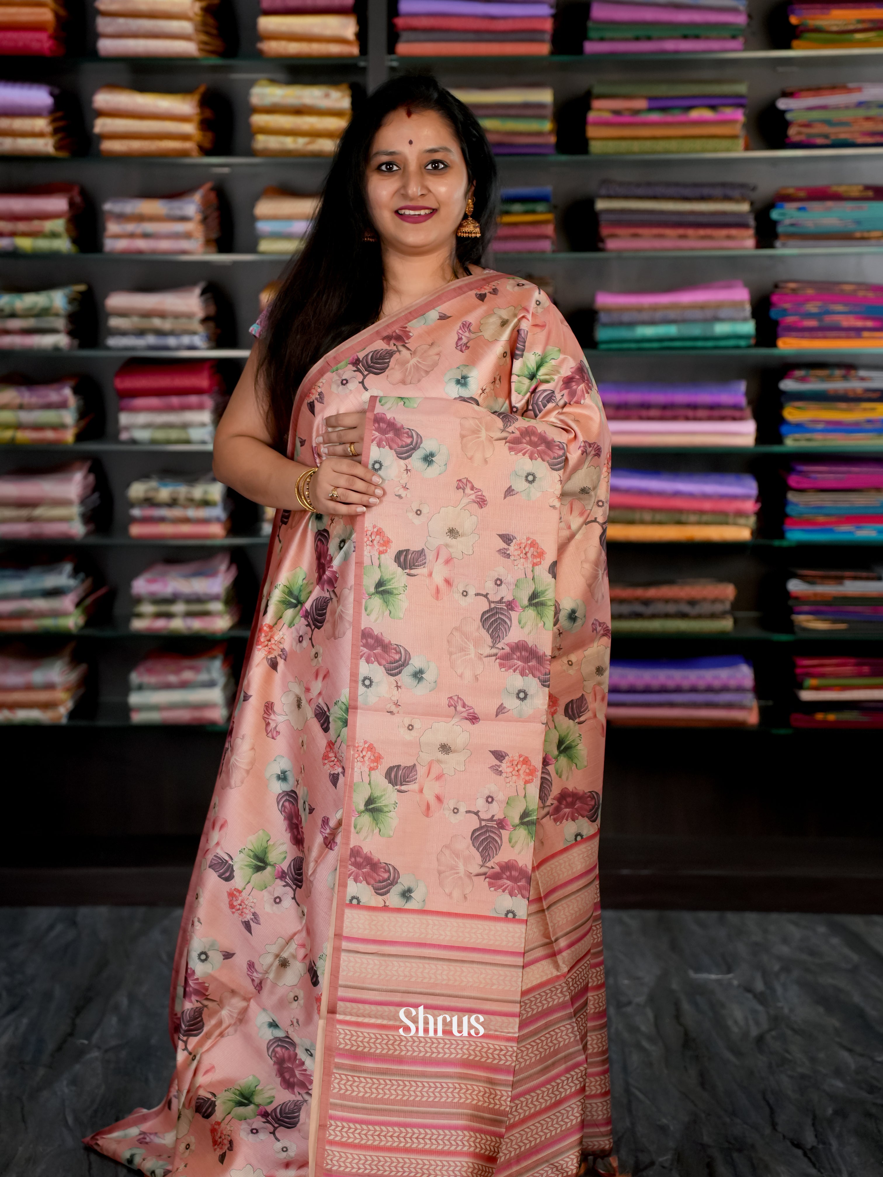 Brown - Champa Semi tussar - Shop on Shrus.com