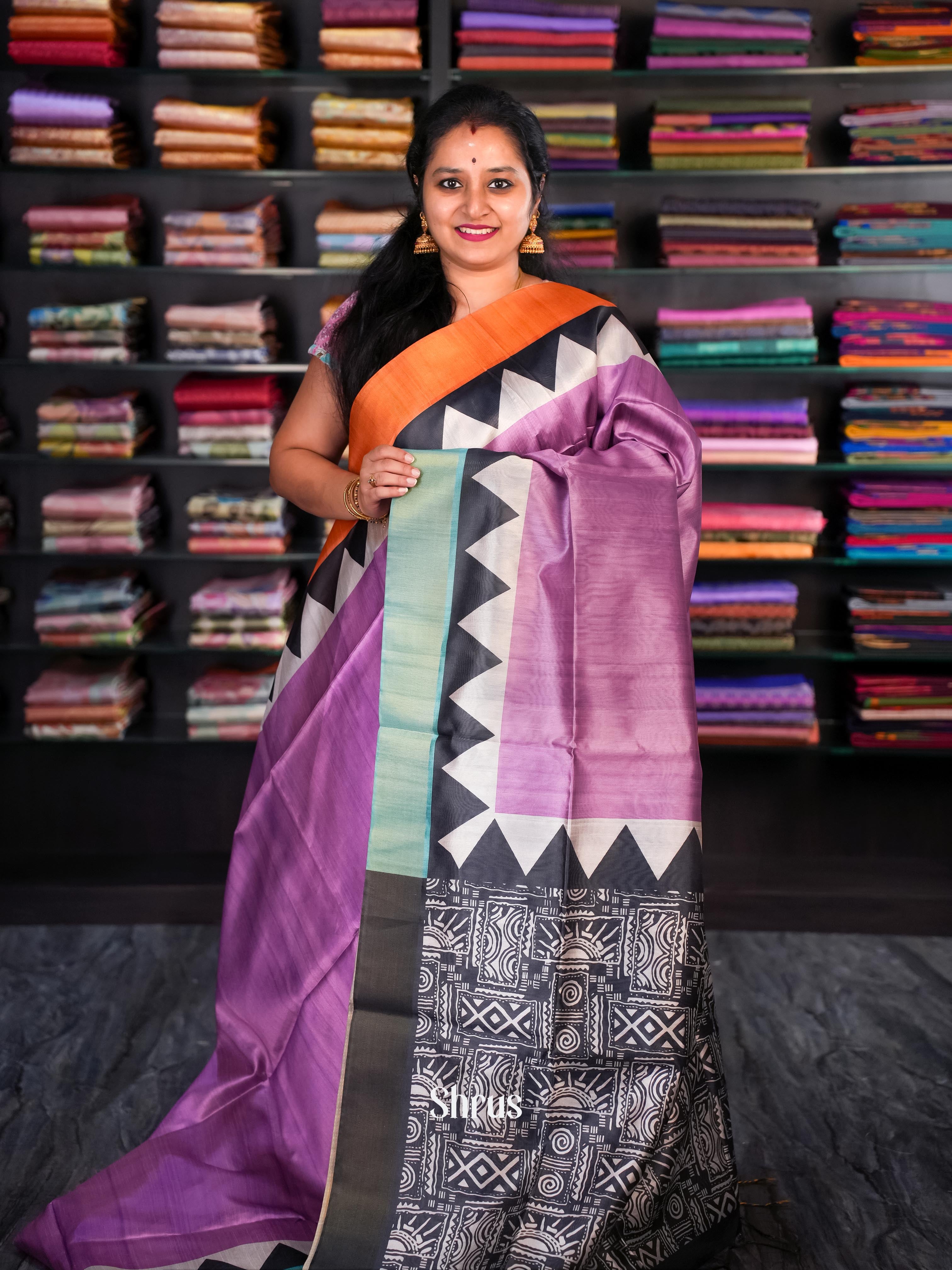Purple & Blue - Champa semi tussar - Shop on Shrus.com
