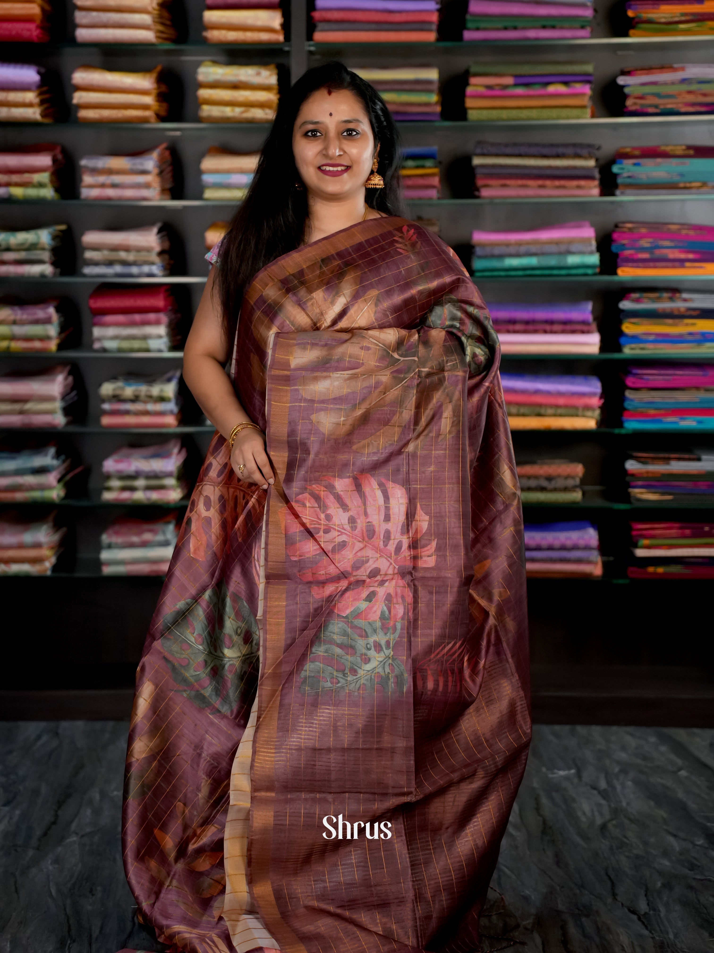 Brown - Champa semi tussar - Shop on Shrus.com